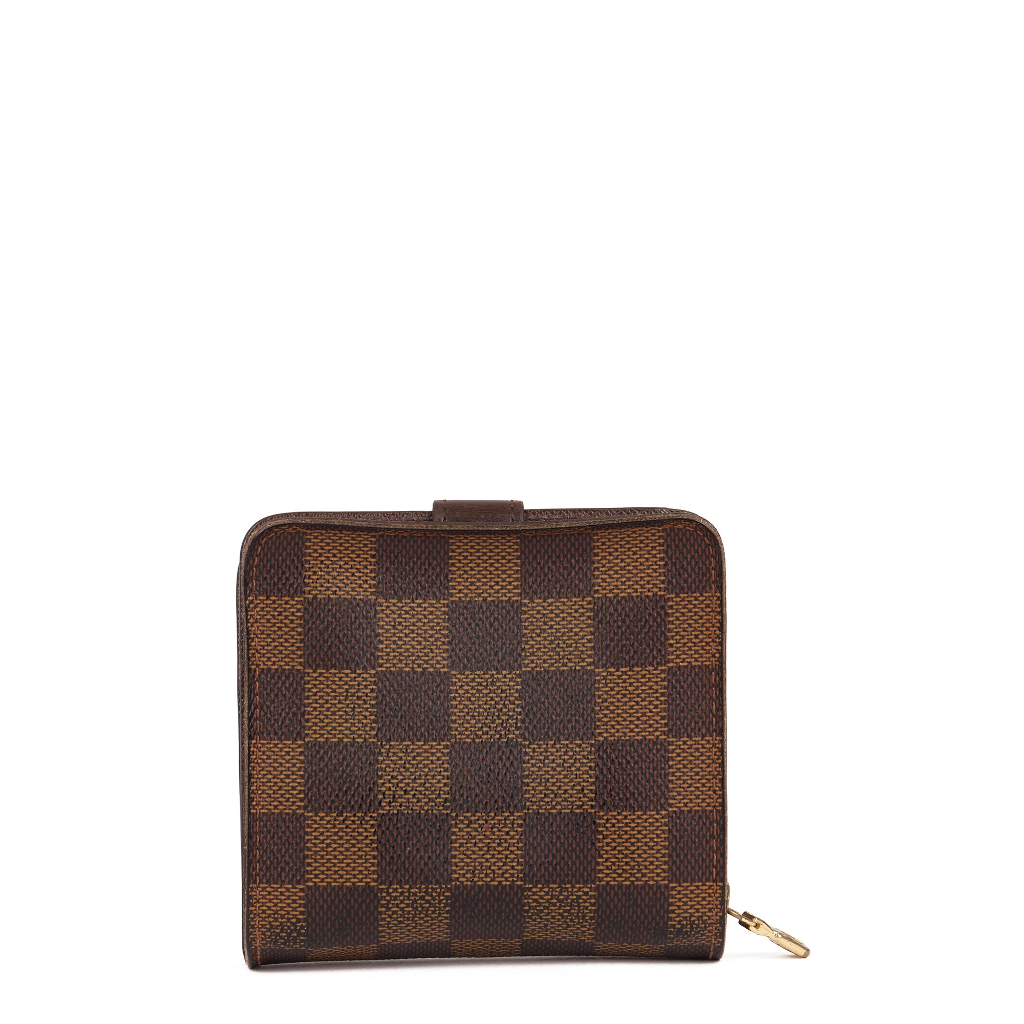 Louis Vuitton Brown Damier Ebene Coated Canvas & Calfskin Leather Compact Zip Wallet