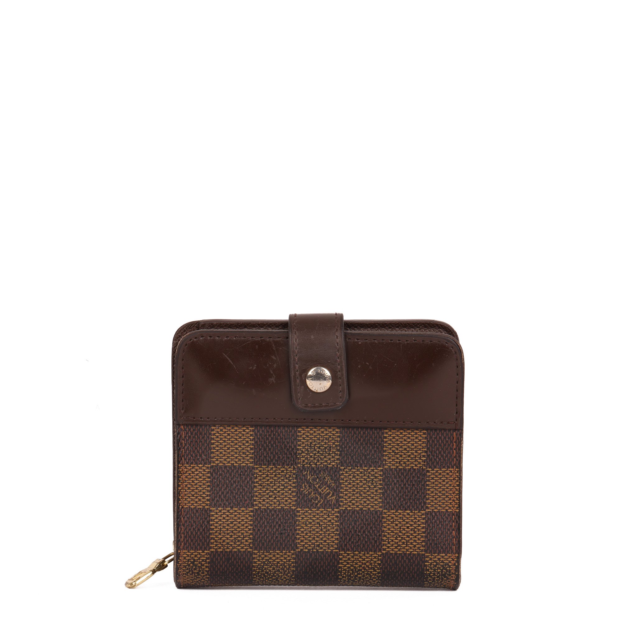 Louis Vuitton Brown Damier Ebene Coated Canvas & Calfskin Leather Compact Zip Wallet