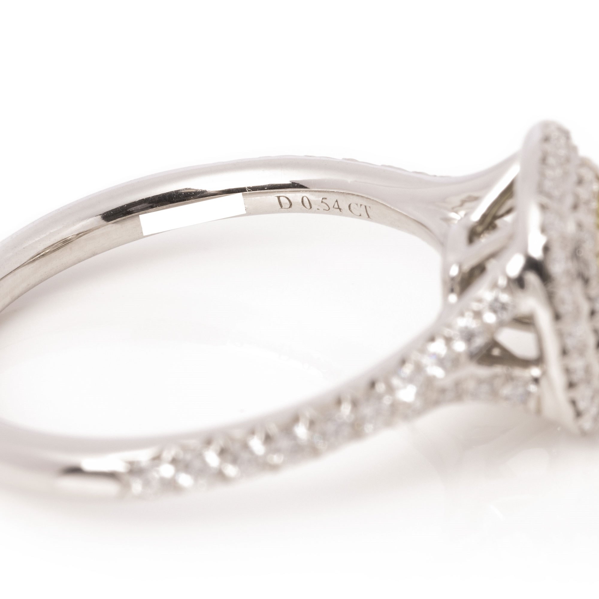 Tiffany & Co. Soleste Cushion Cut Yellow Diamond Halo Engagement Ring
