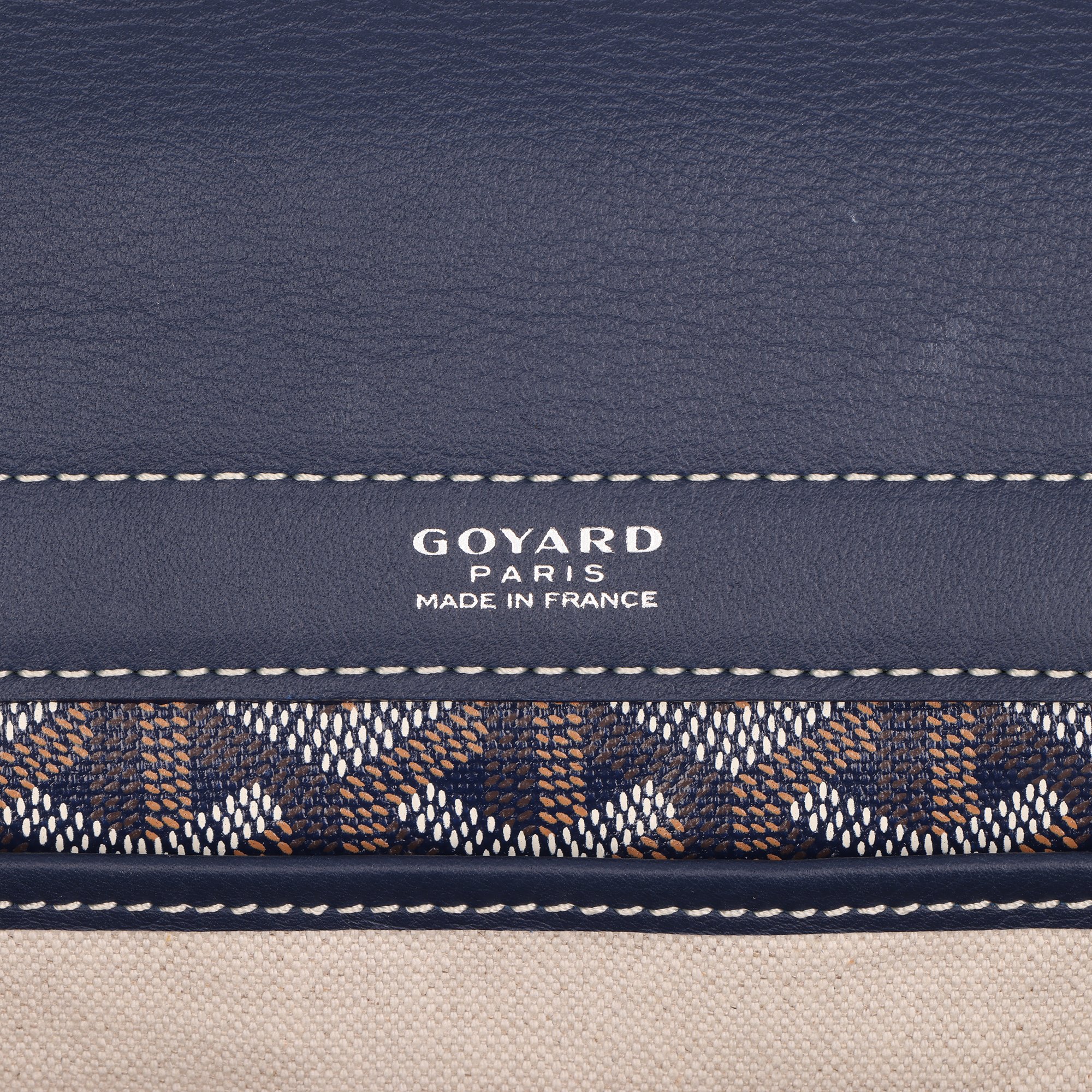 Goyard Dark Blue Chevron Canvas & Calfskin Leather Rouette PM