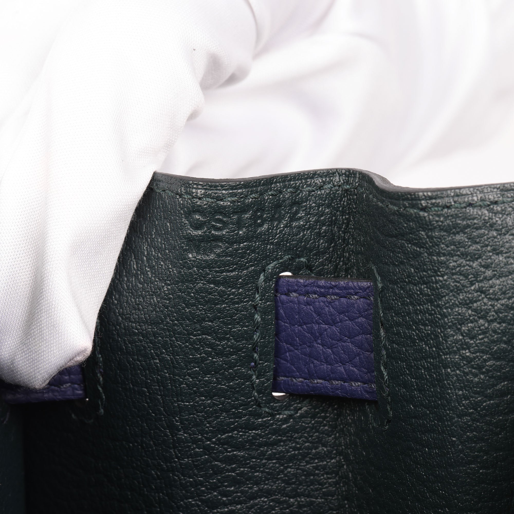Hermès Blue Encre, Blue Zellige, Black, Vert Cypress, Clemence, Epsom & Sombrero Leather Kellygraphie Lettre E Kelly 28cm Sellier