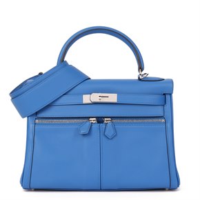 Hermès Bleu Zellige Swift Leather Lakis Kelly 28cm Retourne