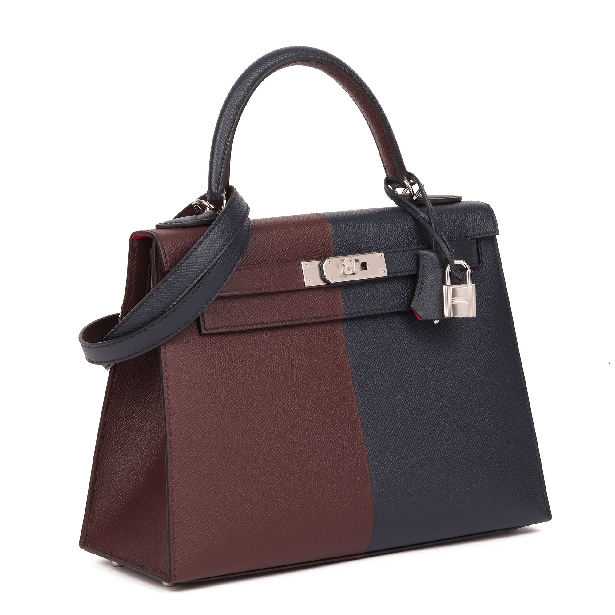 Hermès Blue Indigo, Rouge Sellier & Framboise Epsom Leather Casaque Kelly 28cm Sellier