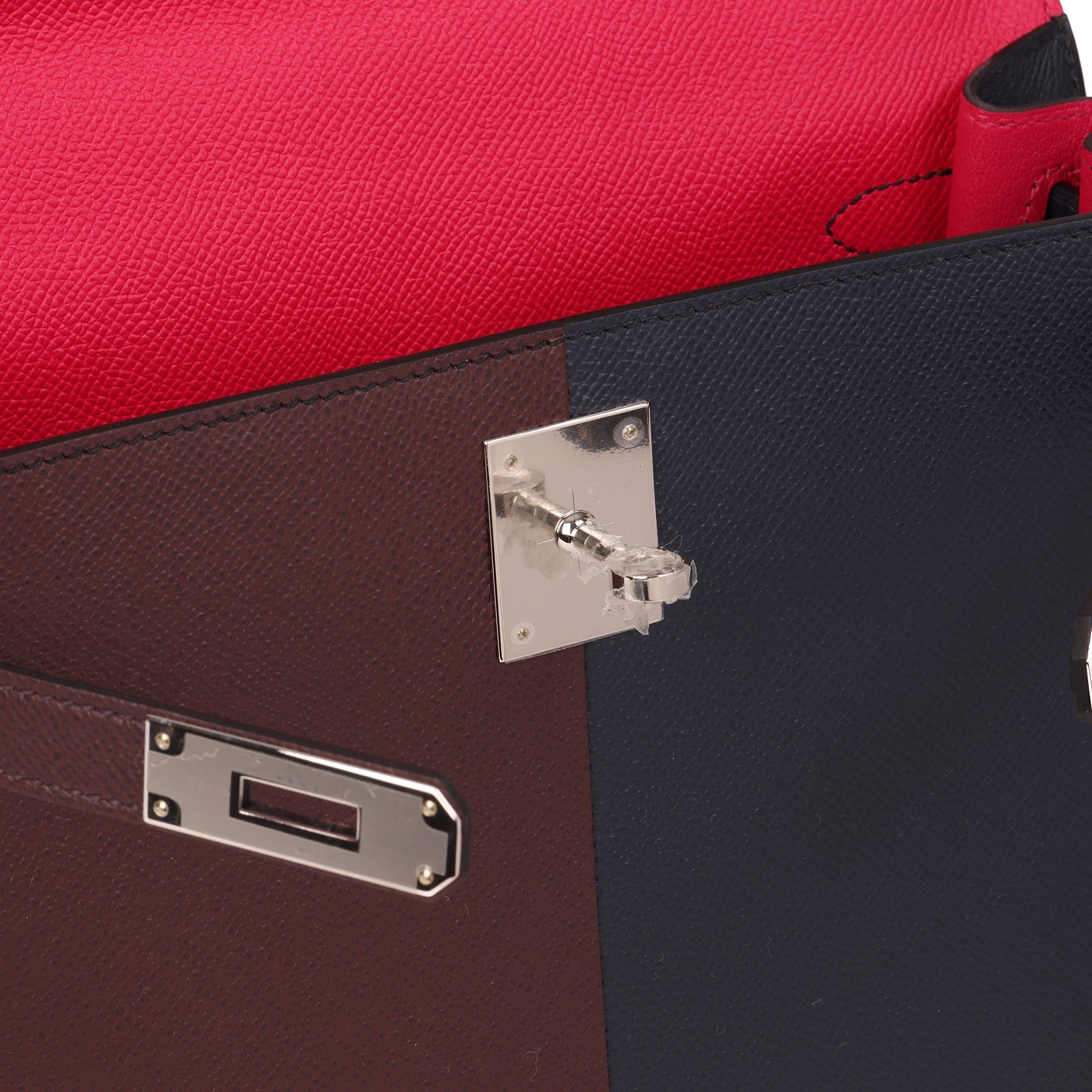 Hermès Blue Indigo, Rouge Sellier & Framboise Epsom Leather Casaque Kelly 28cm Sellier