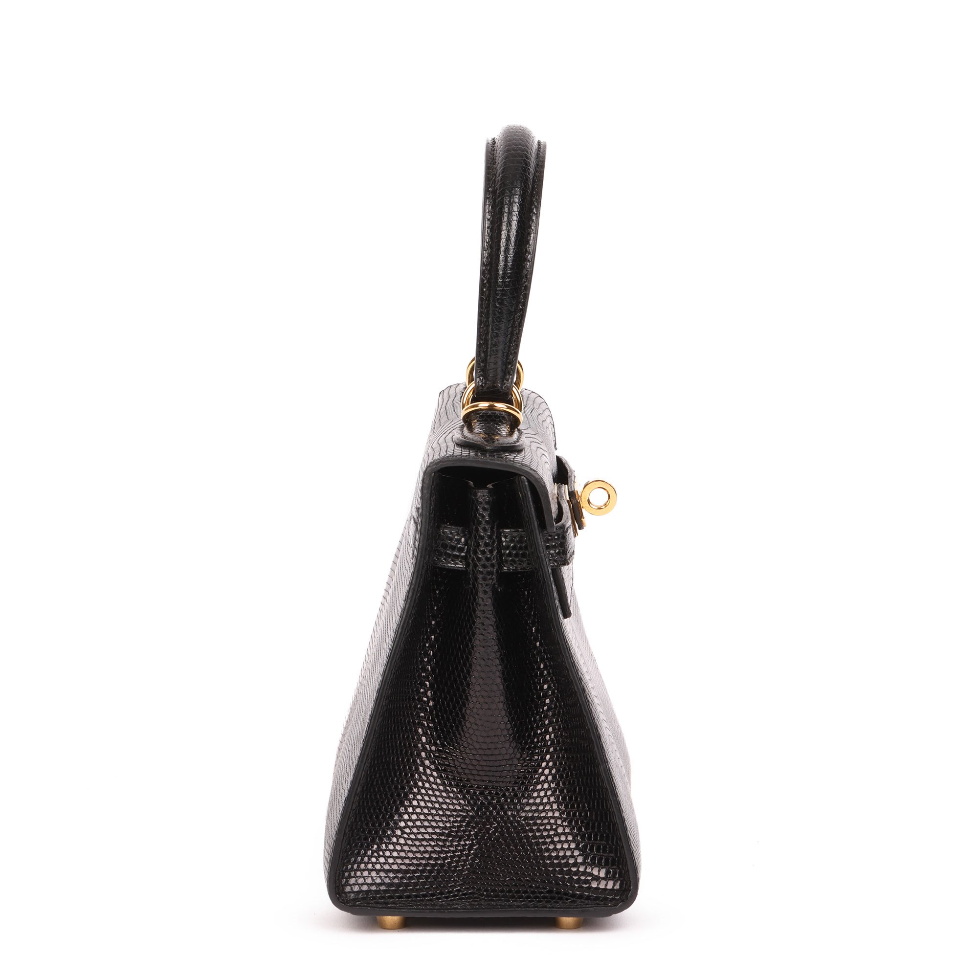 Hermès Black Lizard Leather Vintage Kelly 20cm Sellier