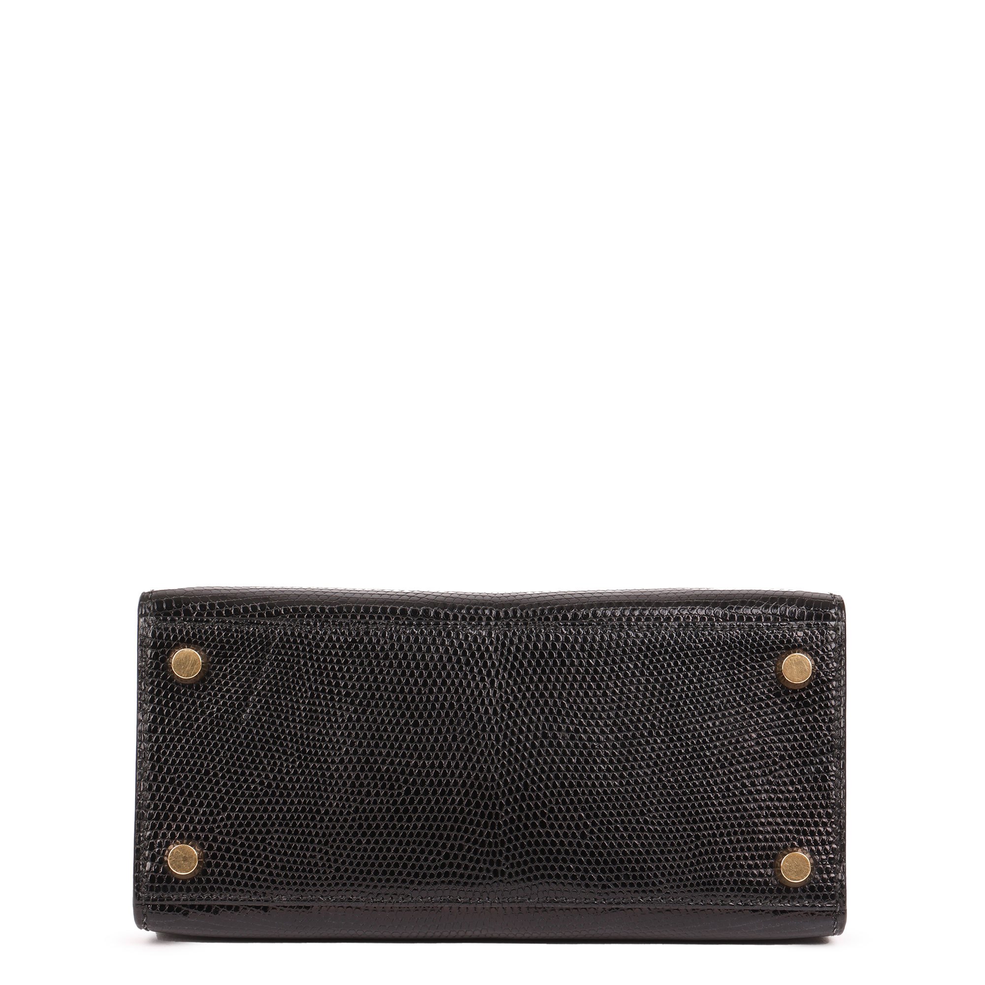 Hermès Black Lizard Leather Vintage Kelly 20cm Sellier