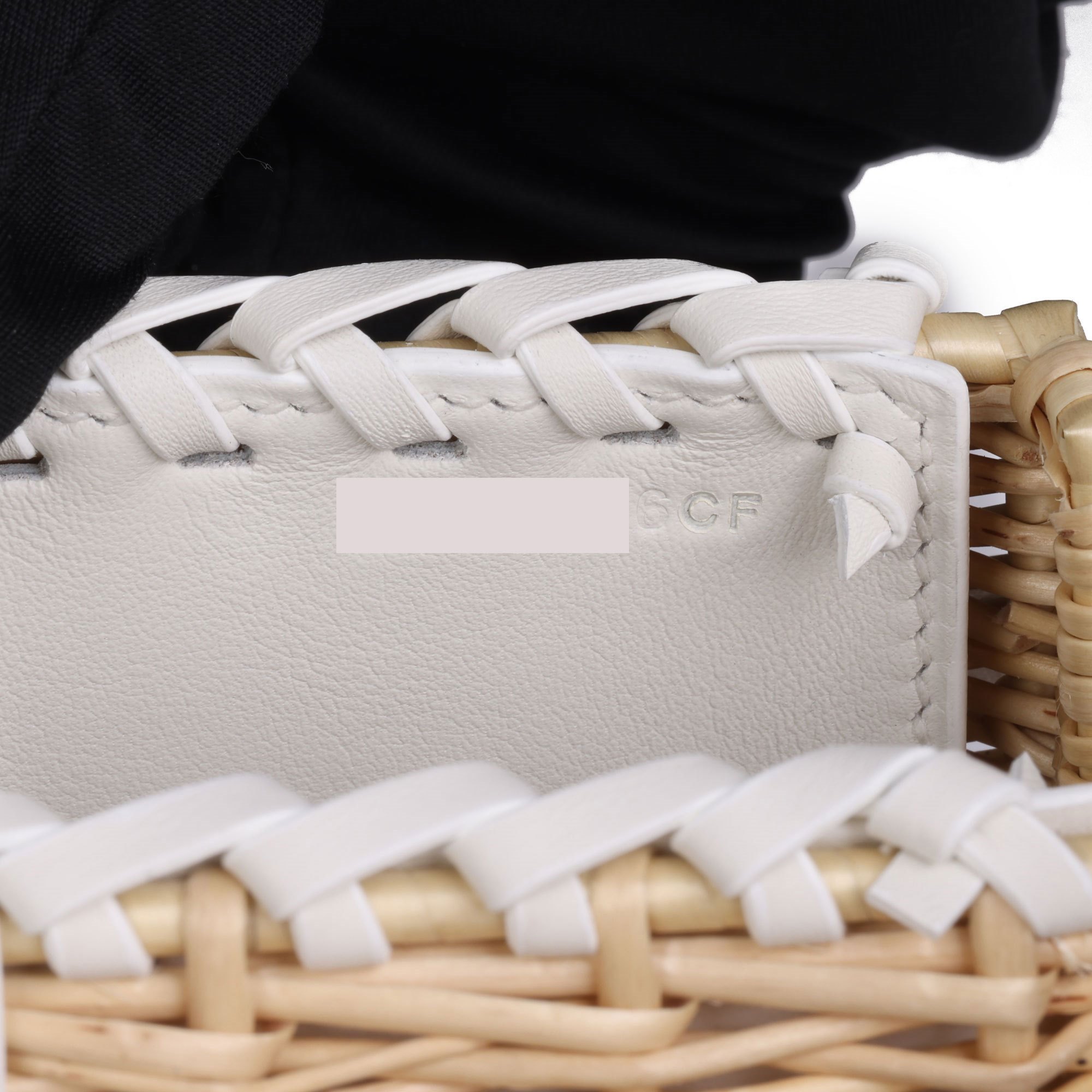 Hermès White Swift Leather & Woven Osier Whicker Mini Kelly Picnic
