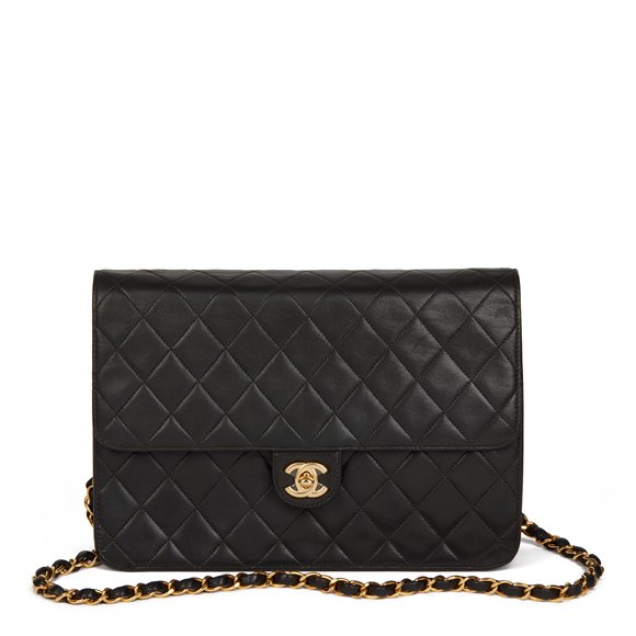 Chanel Black Quilted Lambskin Vintage Classic Single Flap Bag