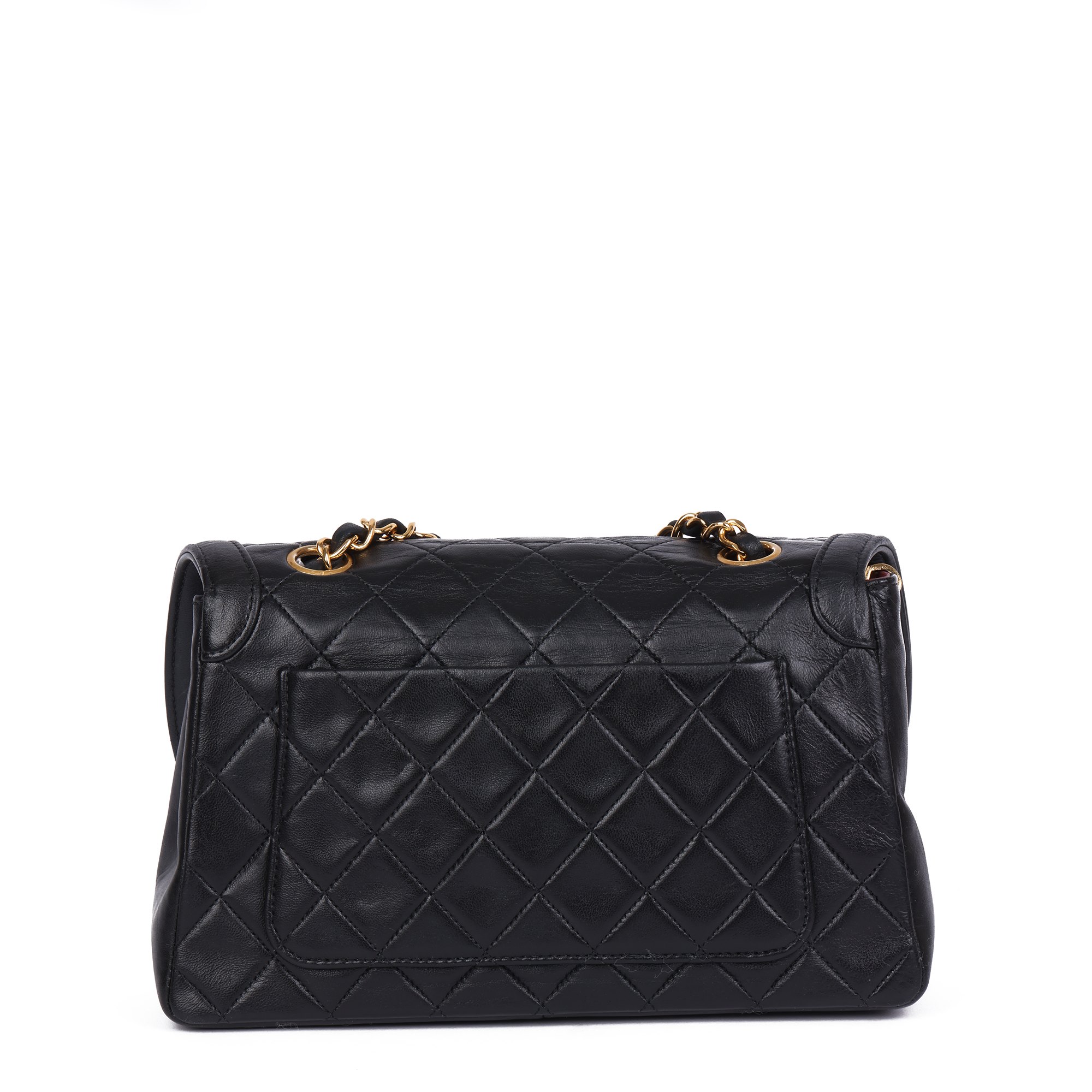 Chanel Black Quilted Lambskin Vintage Small Classic Single Flap Bag with Pouch