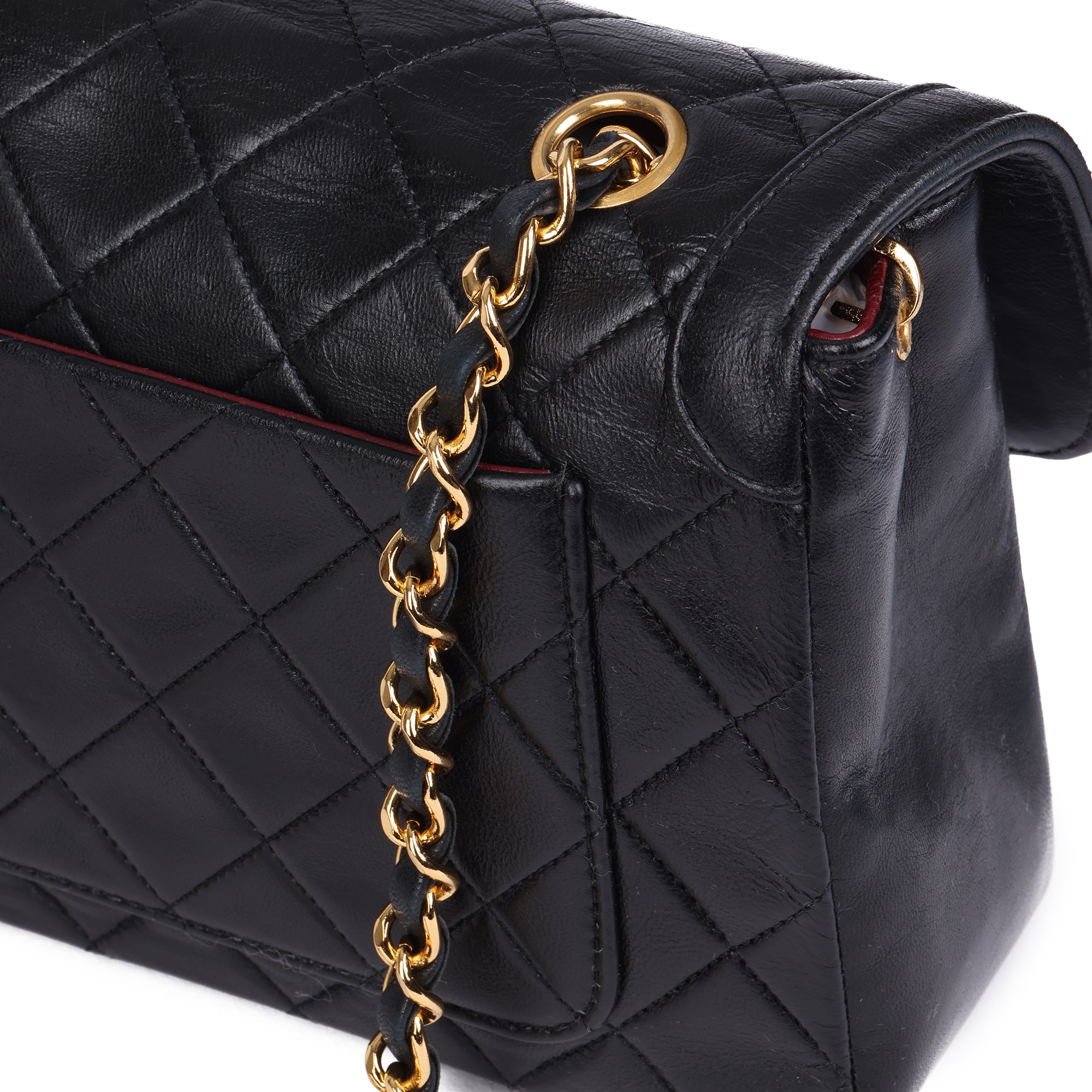 Chanel Black Quilted Lambskin Vintage Small Classic Single Flap Bag with Pouch