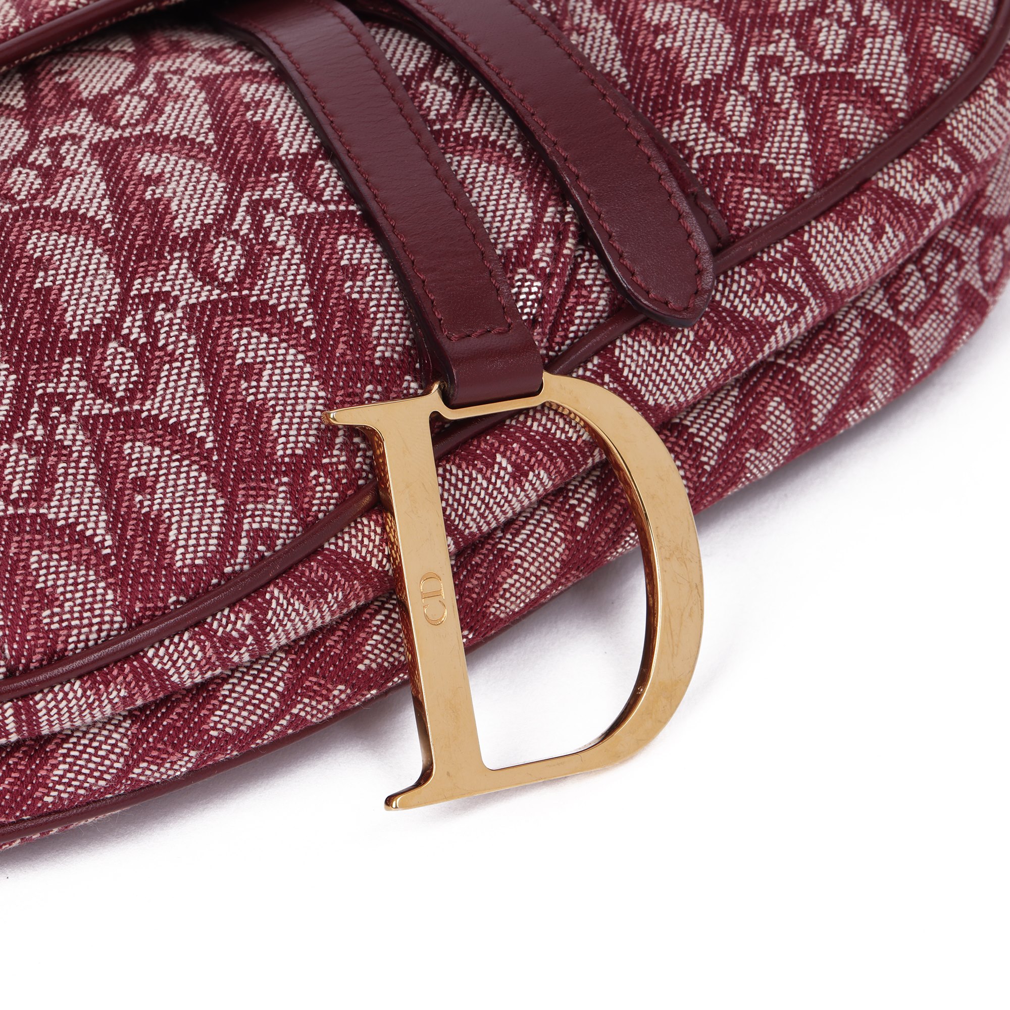 Christian Dior Bordeaux Monogram Canvas & Calfskin Leather Saddle Bag