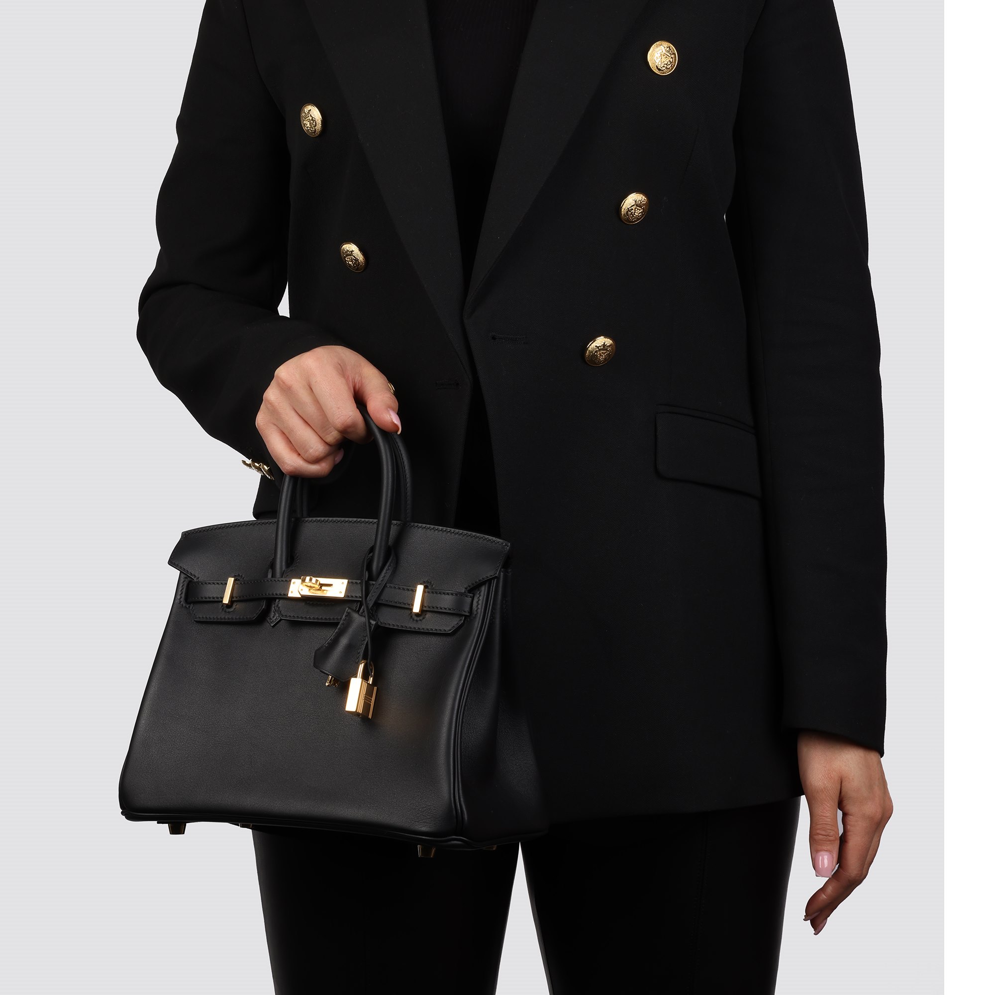 Hermès Black Swift Leather Birkin 25cm Retourne