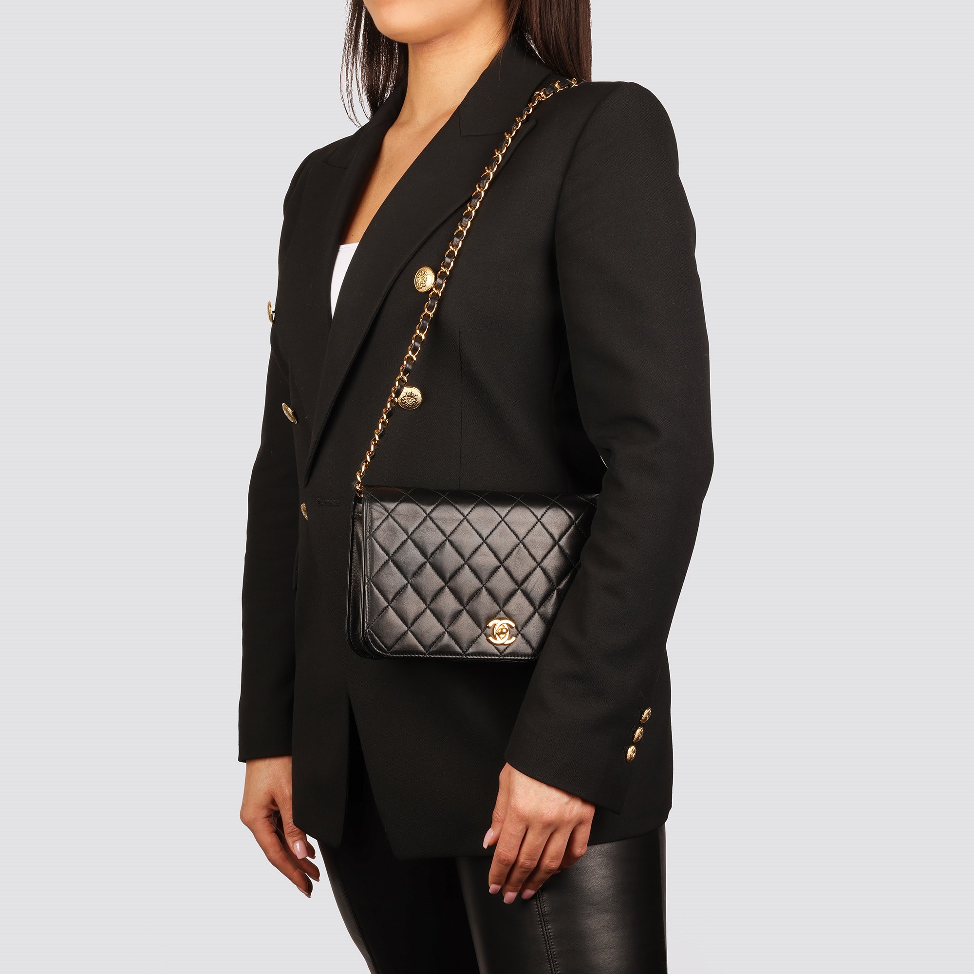 Chanel Black Quilted Lambskin Small Classic Single Full Flap Bag