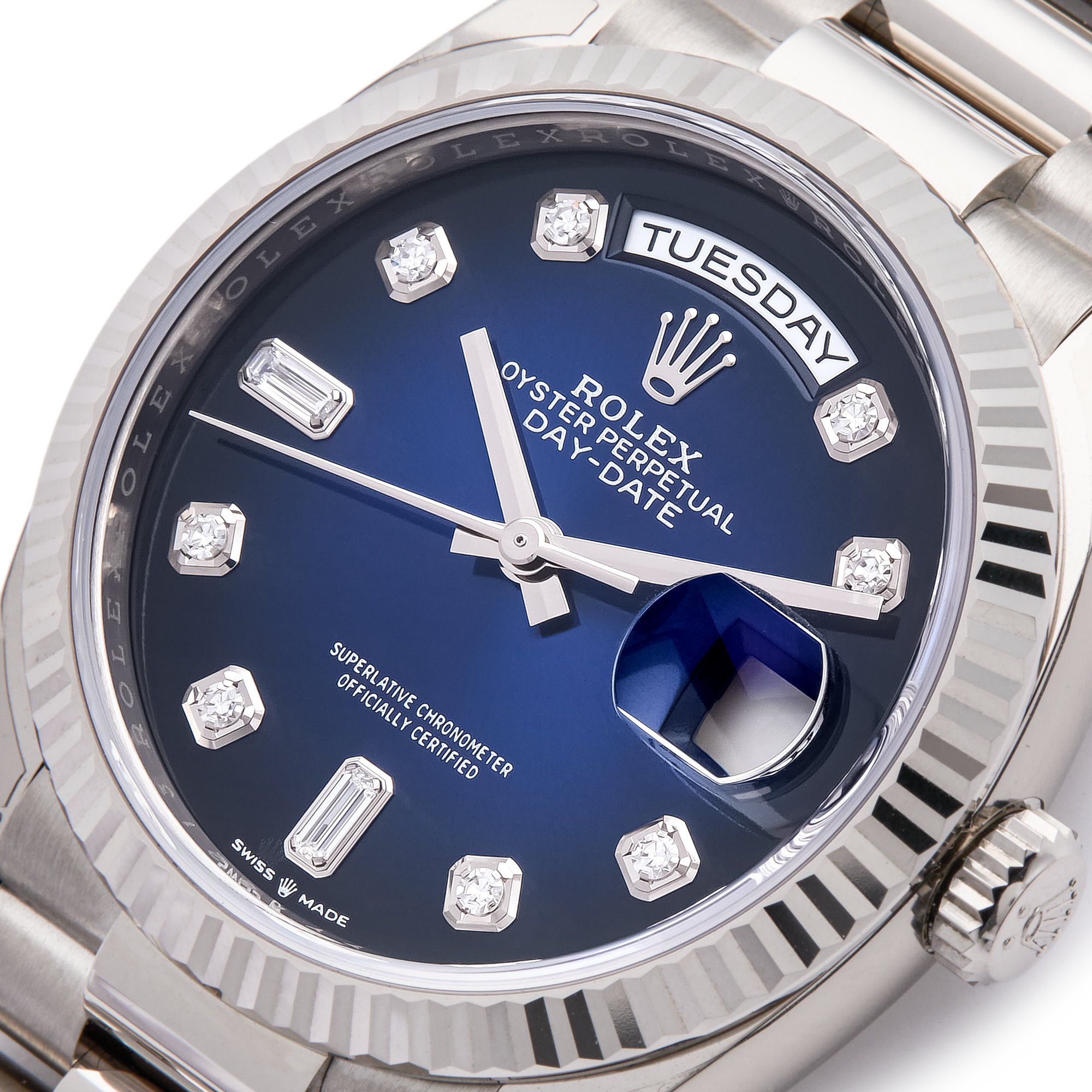 Rolex Day-Date 36 Ombre Dial 18K Wit Goud 128239