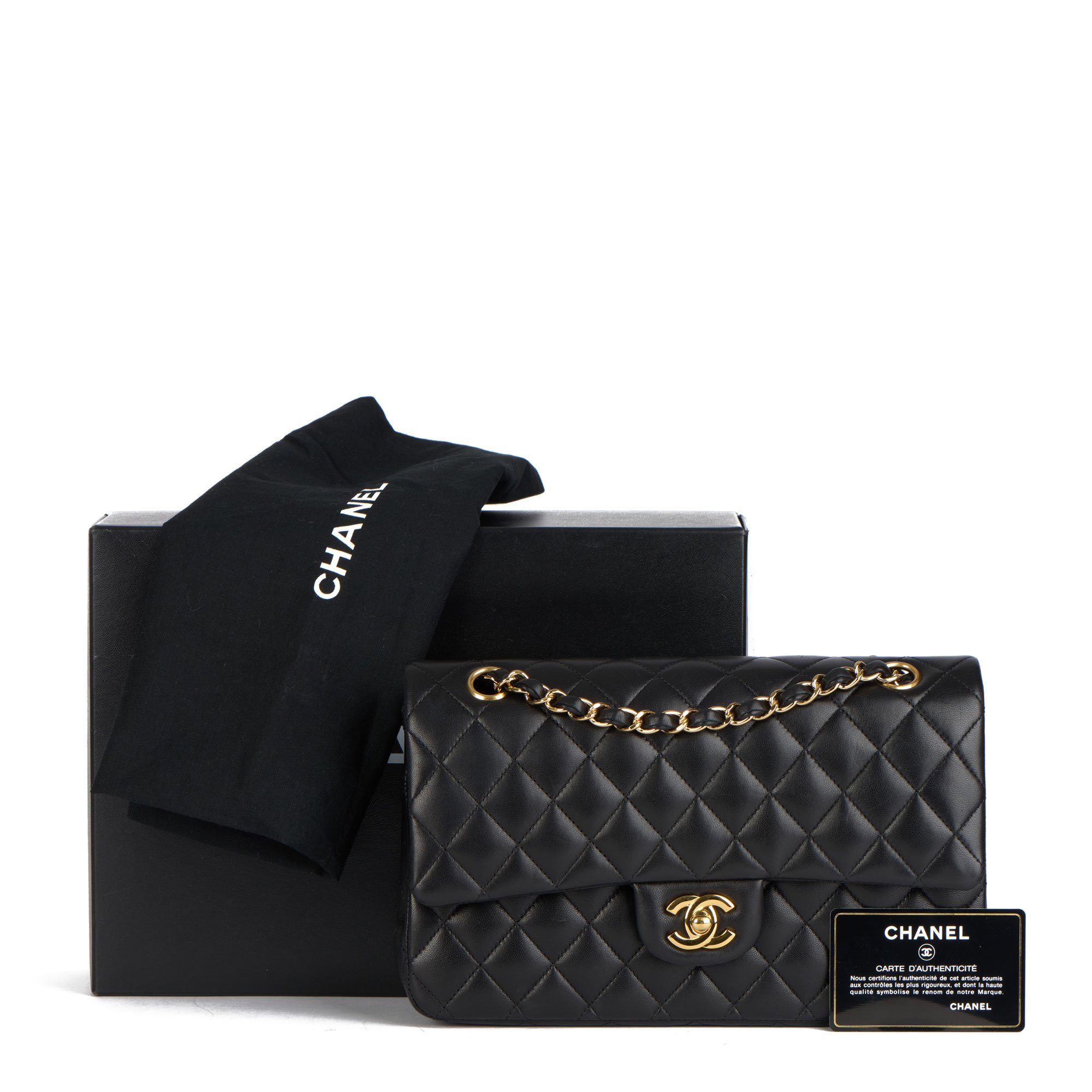 chanel lambskin medium double flap black