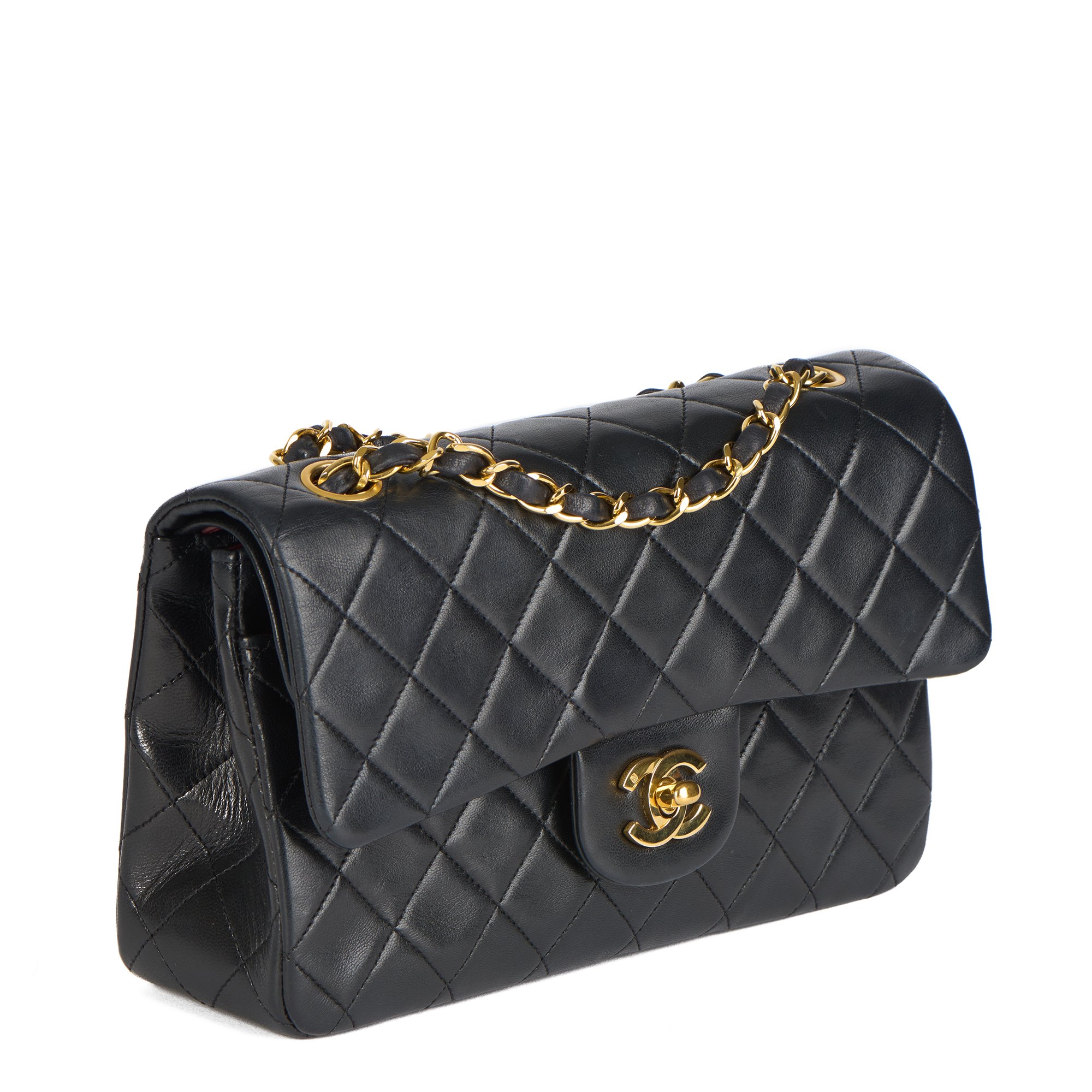 Chanel Black Quilted Lambskin Vintage Small Classic Double Flap Bag