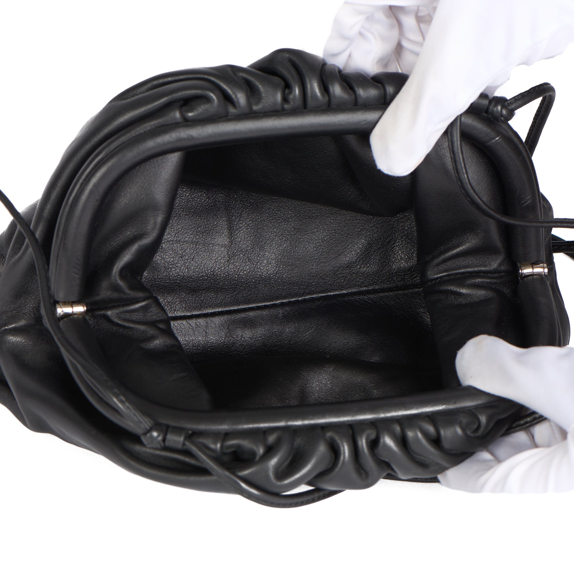 Bottega Veneta Black Calfskin Leather Mini The Pouch