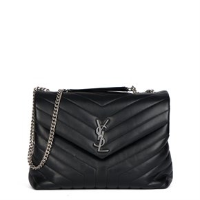 Saint Laurent Black Y Quilted Calfskin Leather LouLou