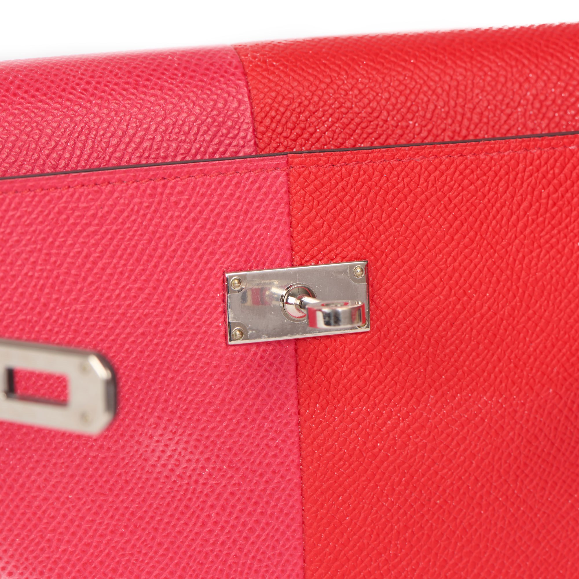 Hermès Rouge De Coeur, Rose Extreme & Bleu Zanzibar Epsom Leather Tri-Colour Kelly To Go Long Wallet
