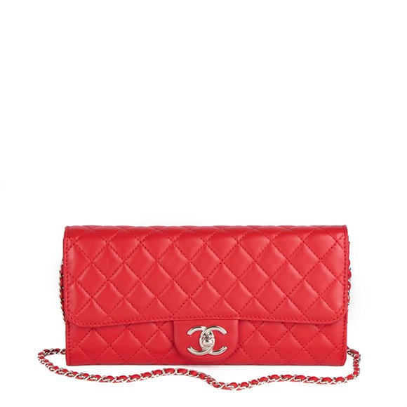 Chanel Red Quilted Lambskin Classic Clutch-on-Chain COC