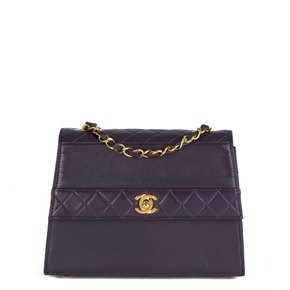Chanel Purple Quilted Lambskin Vintage Mini Trapeze Classic Single Flap Bag