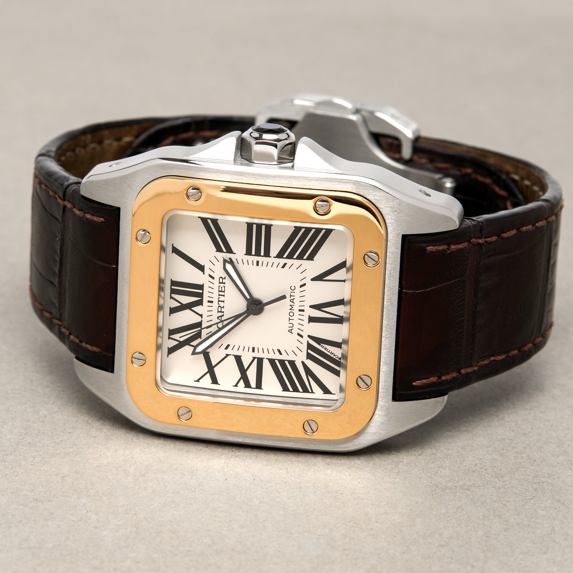 Cartier Santos 100 18K Yellow Gold & Stainless Steel W20072X7 or 2656
