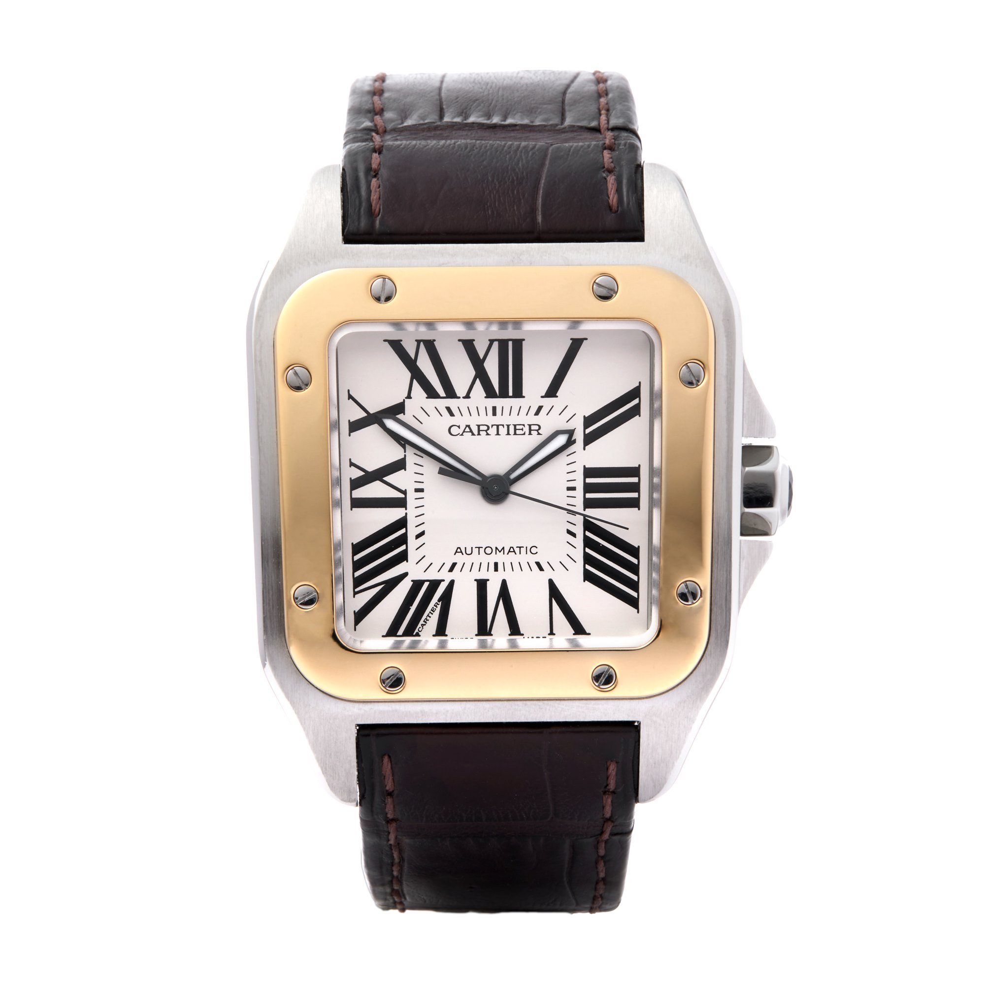 Cartier Santos 100 Large 18K Yellow Gold & Stainless Steel W20072X7 or 2656