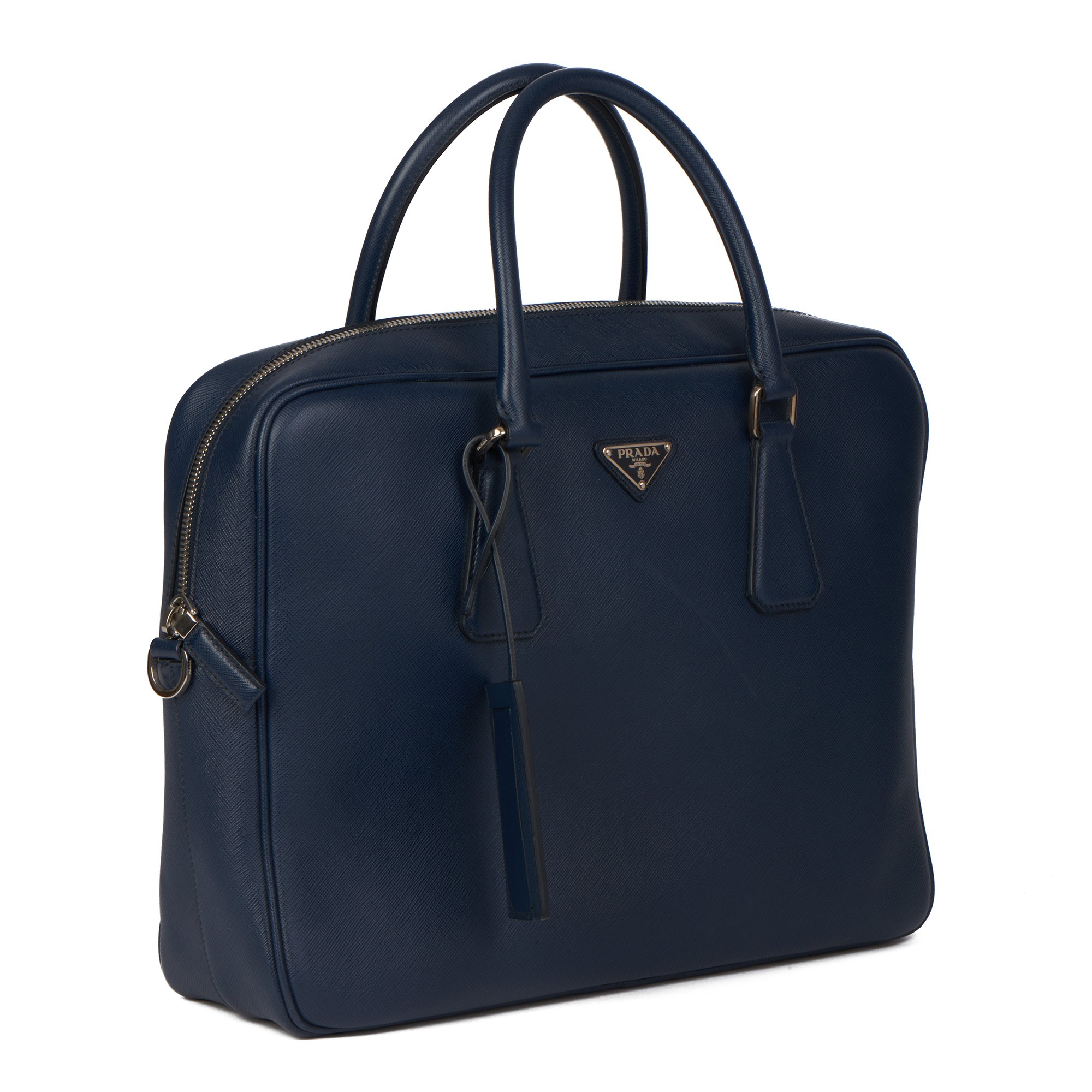Prada Baltic Blue Saffiano Leather Work Bag