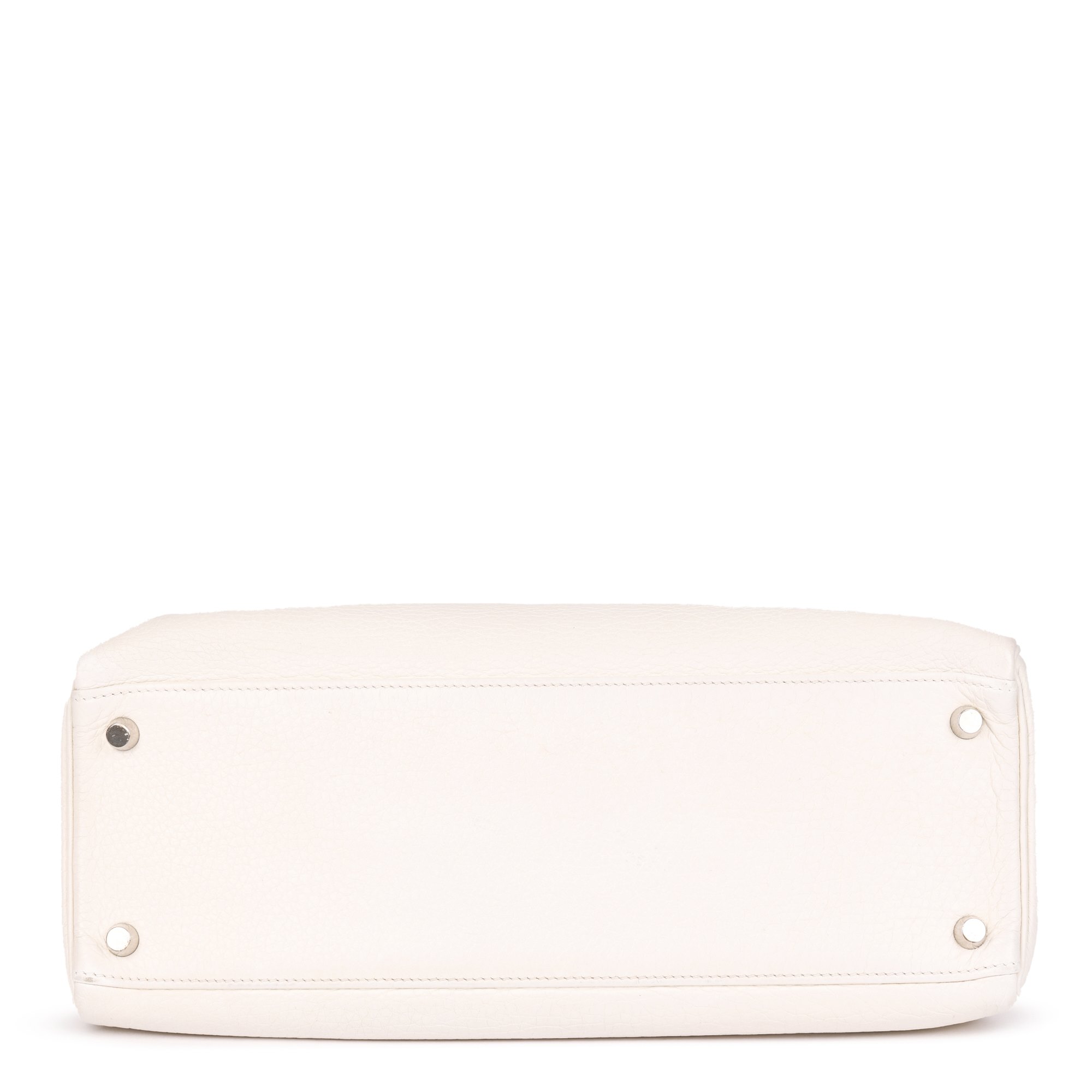Hermès White Clemence Leather Kelly 32cm Retourne