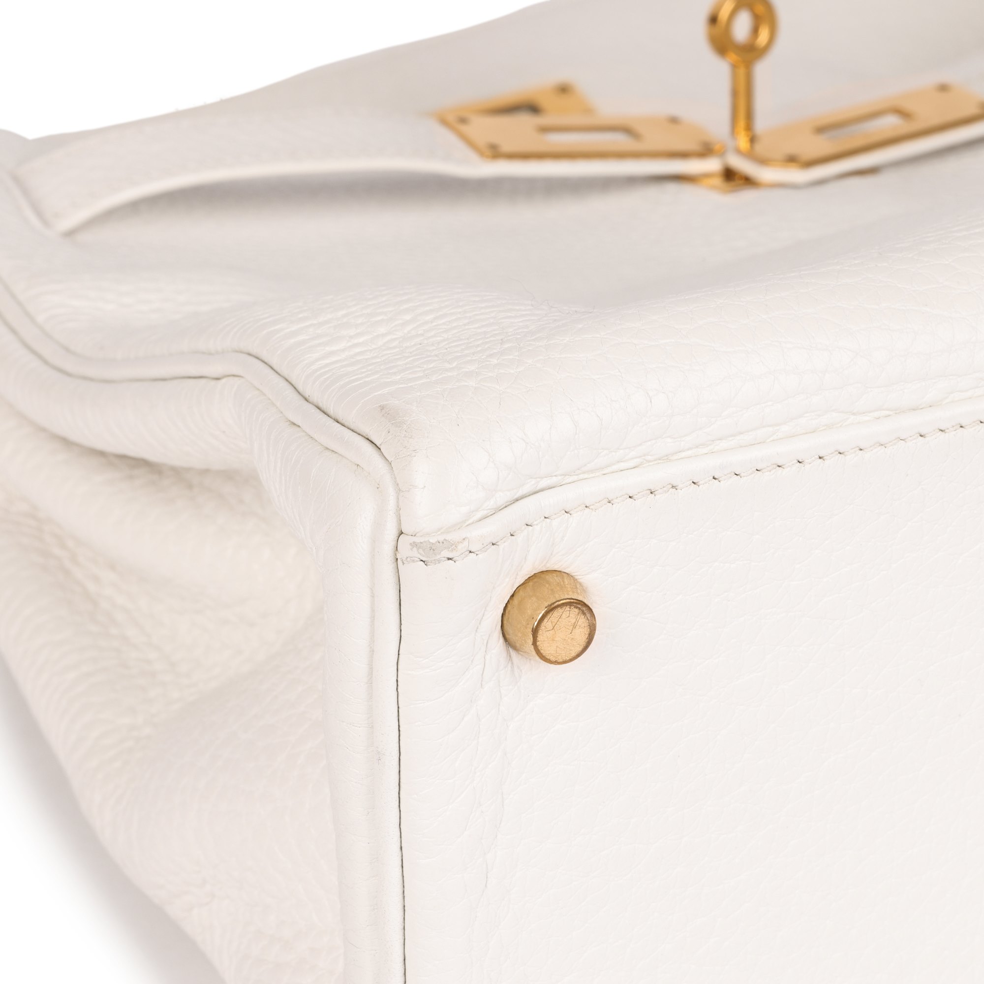 Hermès White Clemence Leather Kelly 32cm Retourne