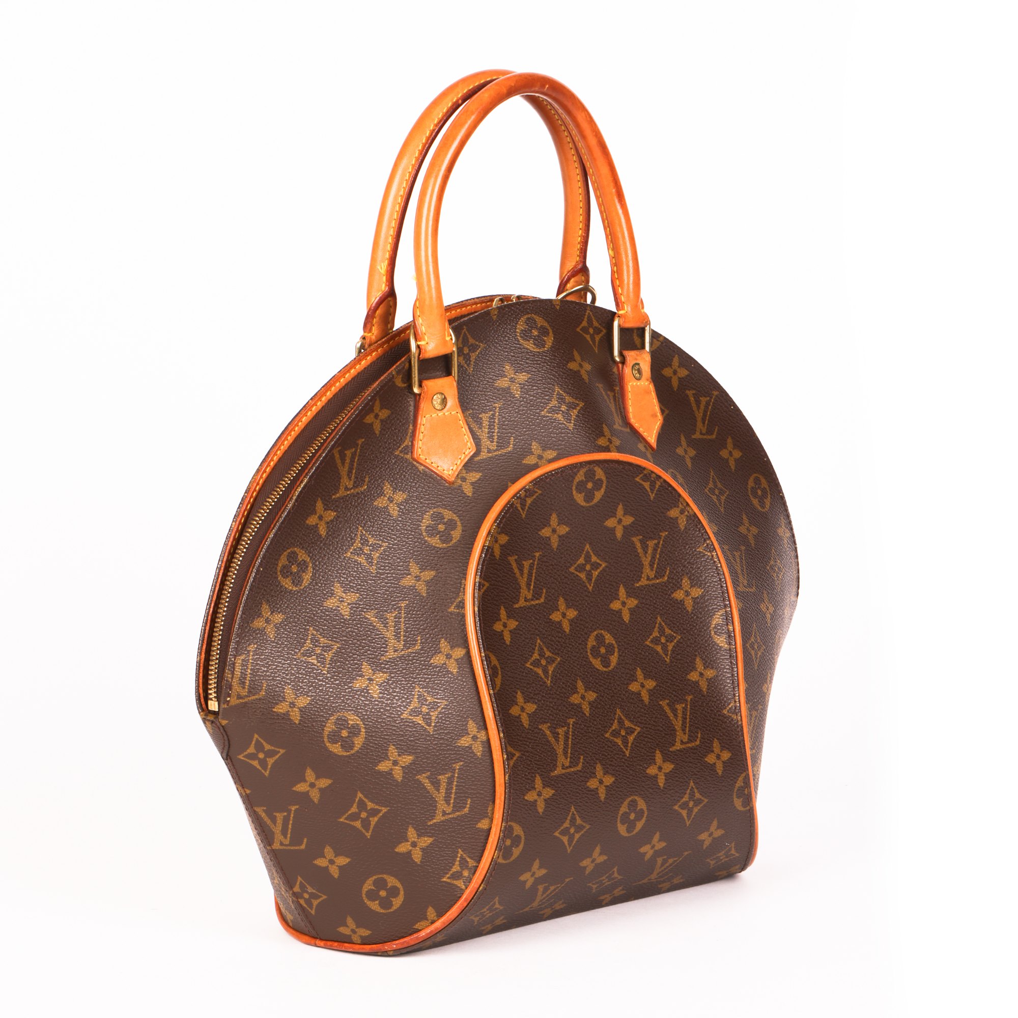 Louis Vuitton Brown Monogram Coated Canvas & Vachetta Leather Vintage Ellipse MM