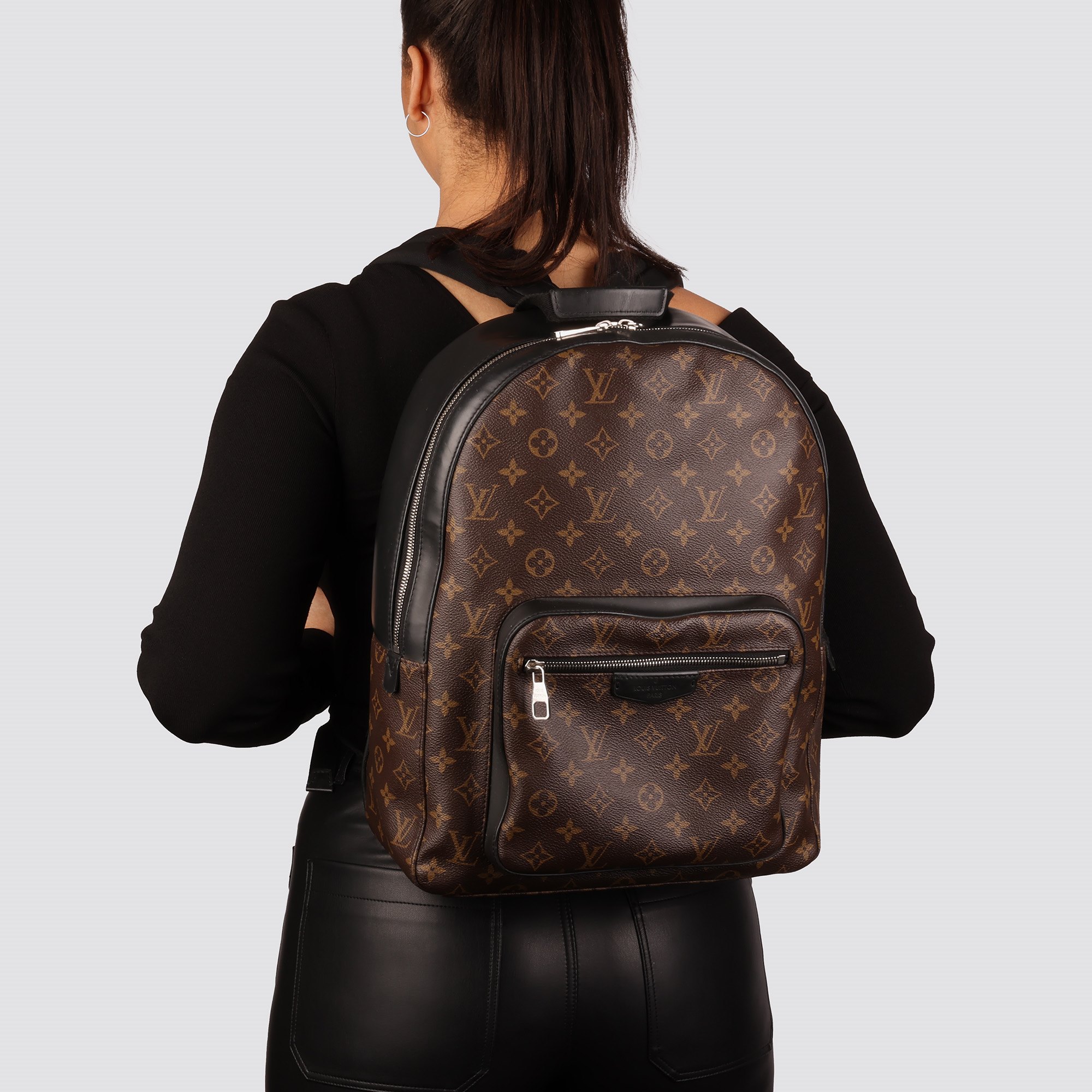 Louis Vuitton Brown Monogram Coated Canvas & Black Calfskin Leather Josh Backpack