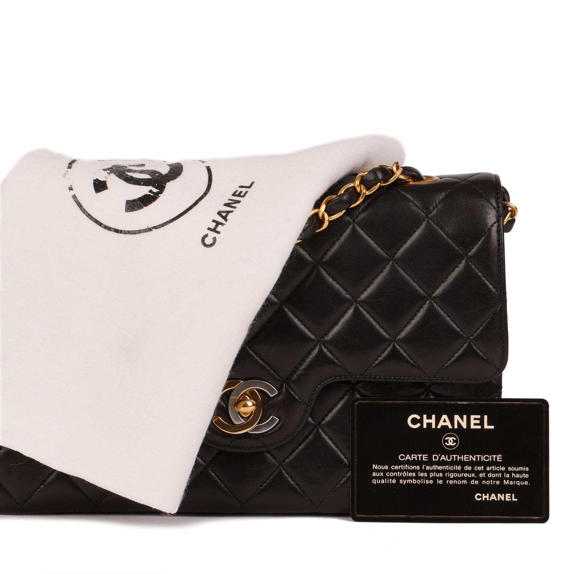 Chanel Black Quilted Lambskin Vintage Small Paris-Limited Classic Double Flap Bag