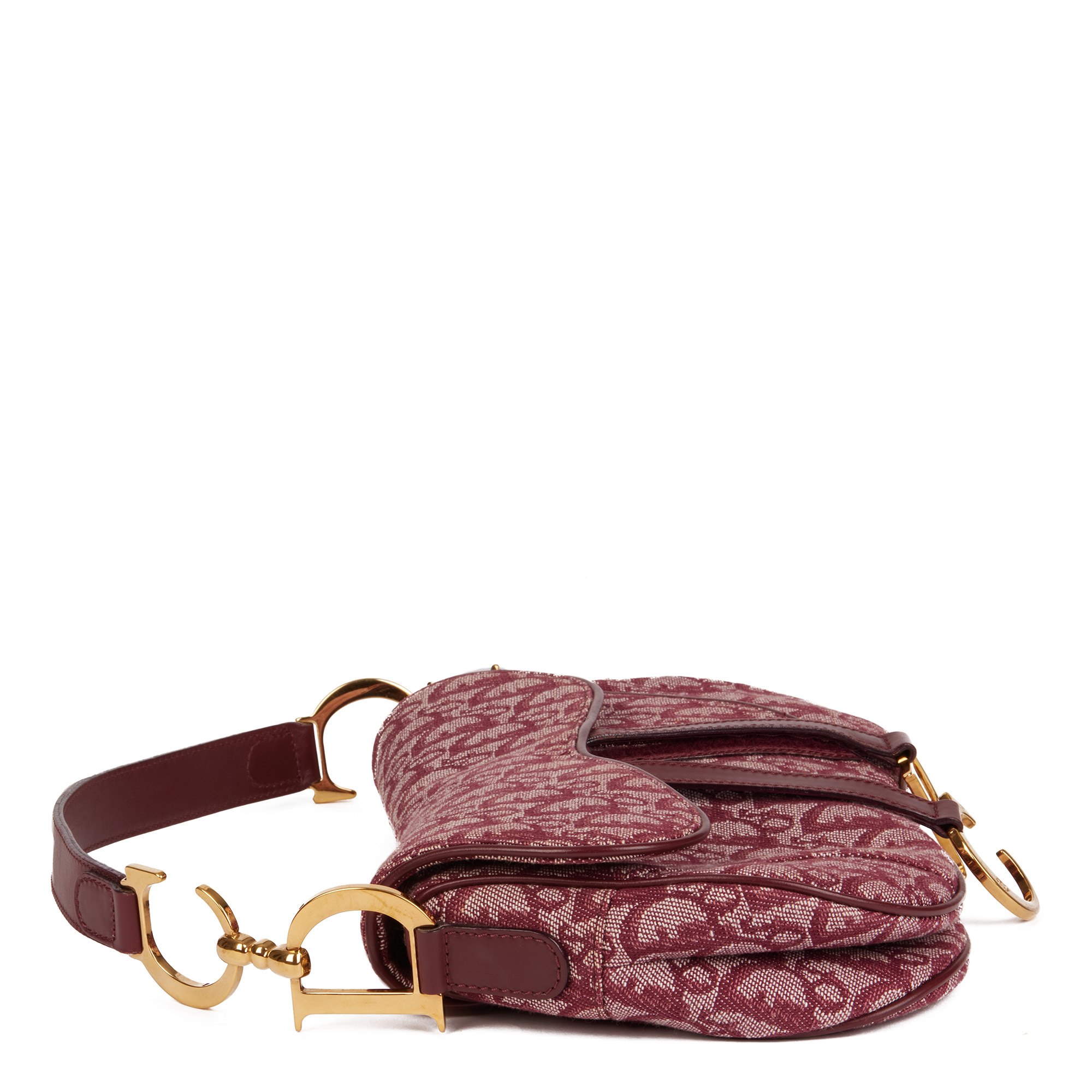 Christian Dior Bordeaux Monogram Canvas & Calfskin Leather Vintage Double Saddle Bag