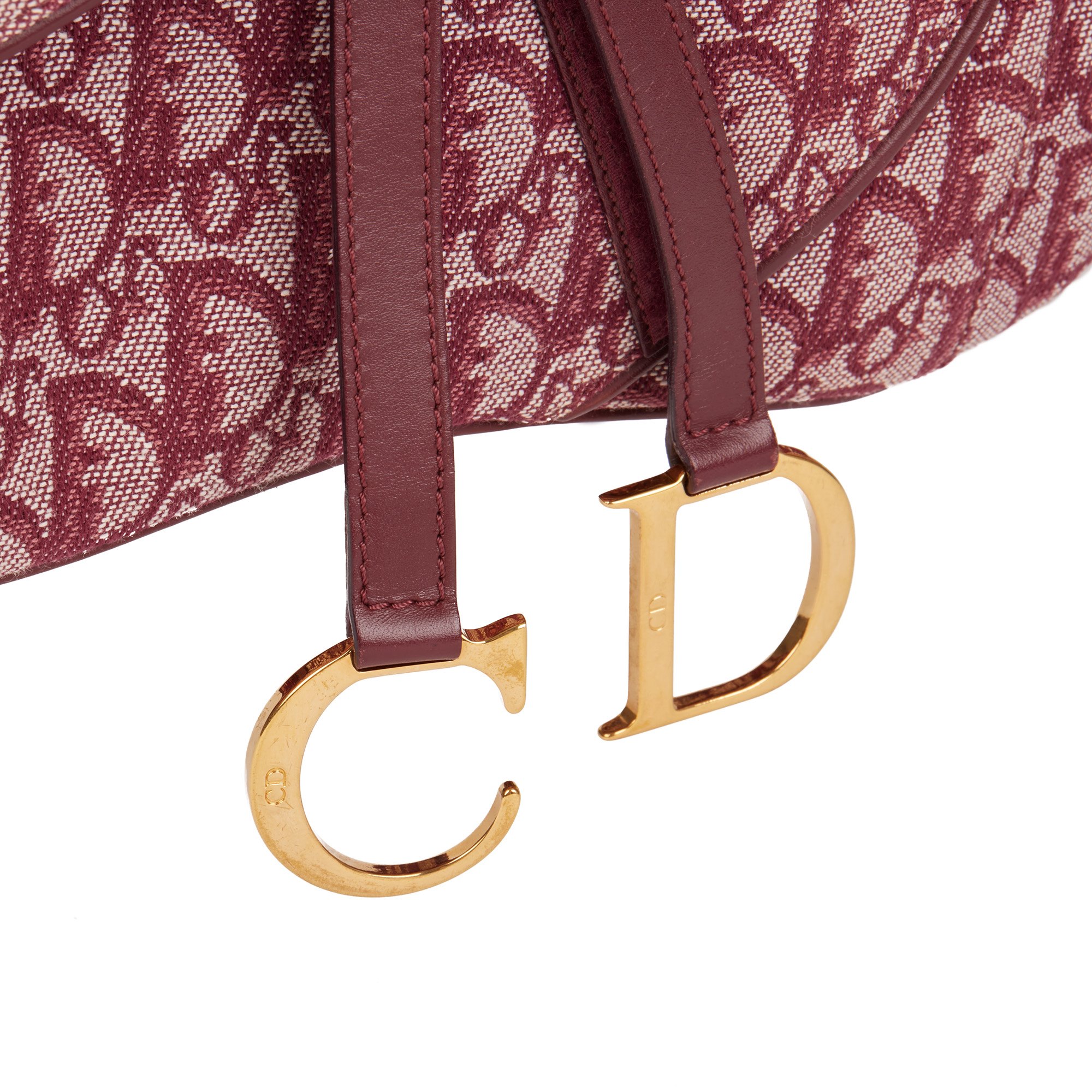 Christian Dior Bordeaux Monogram Canvas & Calfskin Leather Vintage Double Saddle Bag