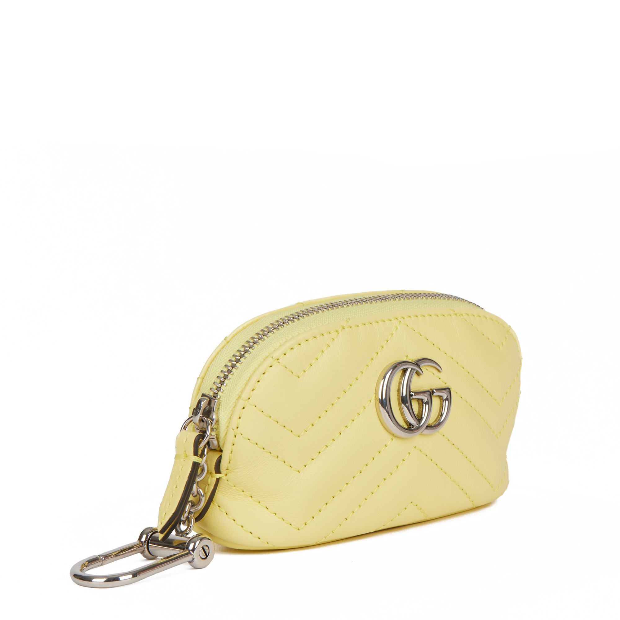 Gucci Yellow Quilted Calfskin Leather Mini GG Marmont 2.0 Coin Pouch