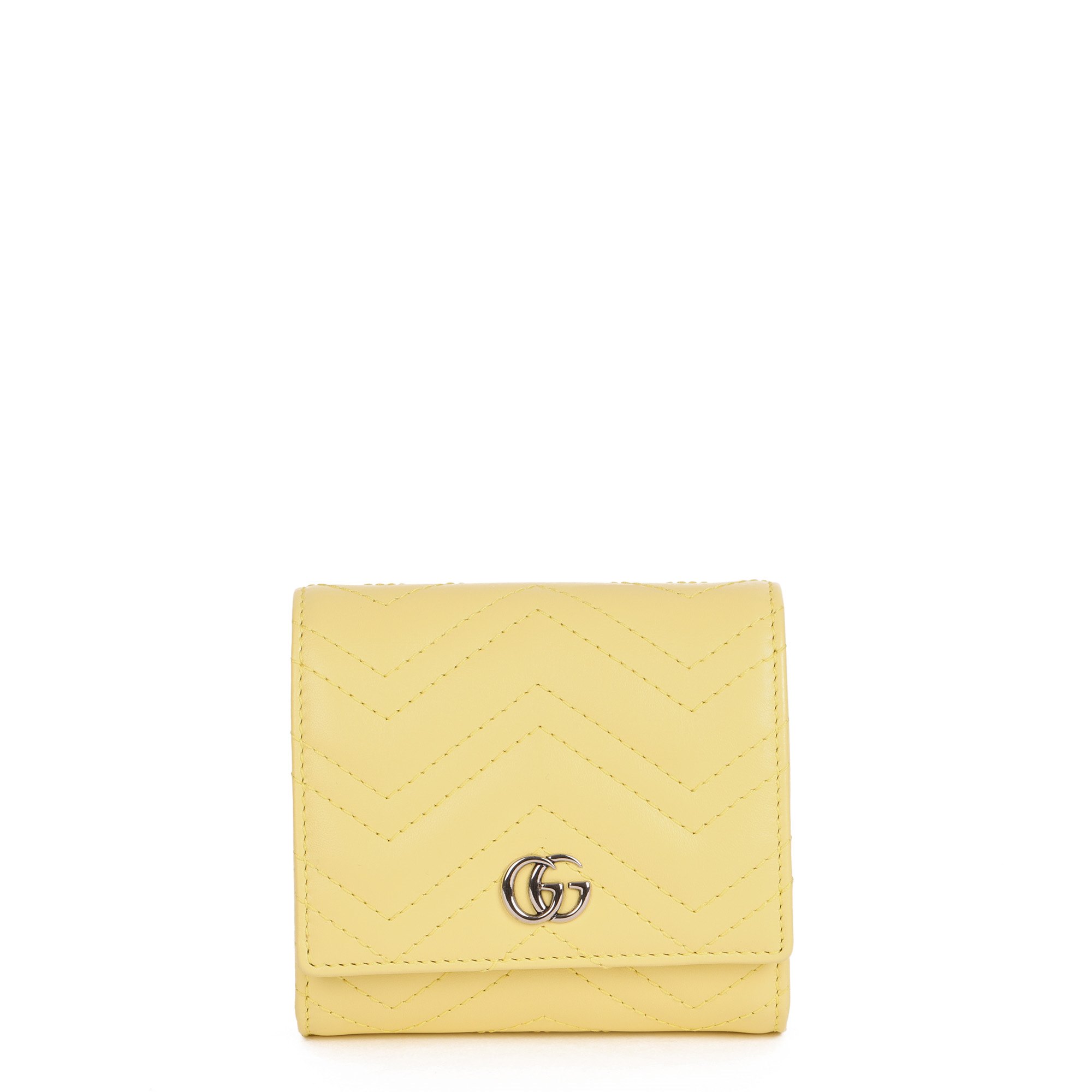 Gucci Yellow Calfskin Leather Marmont Wallet