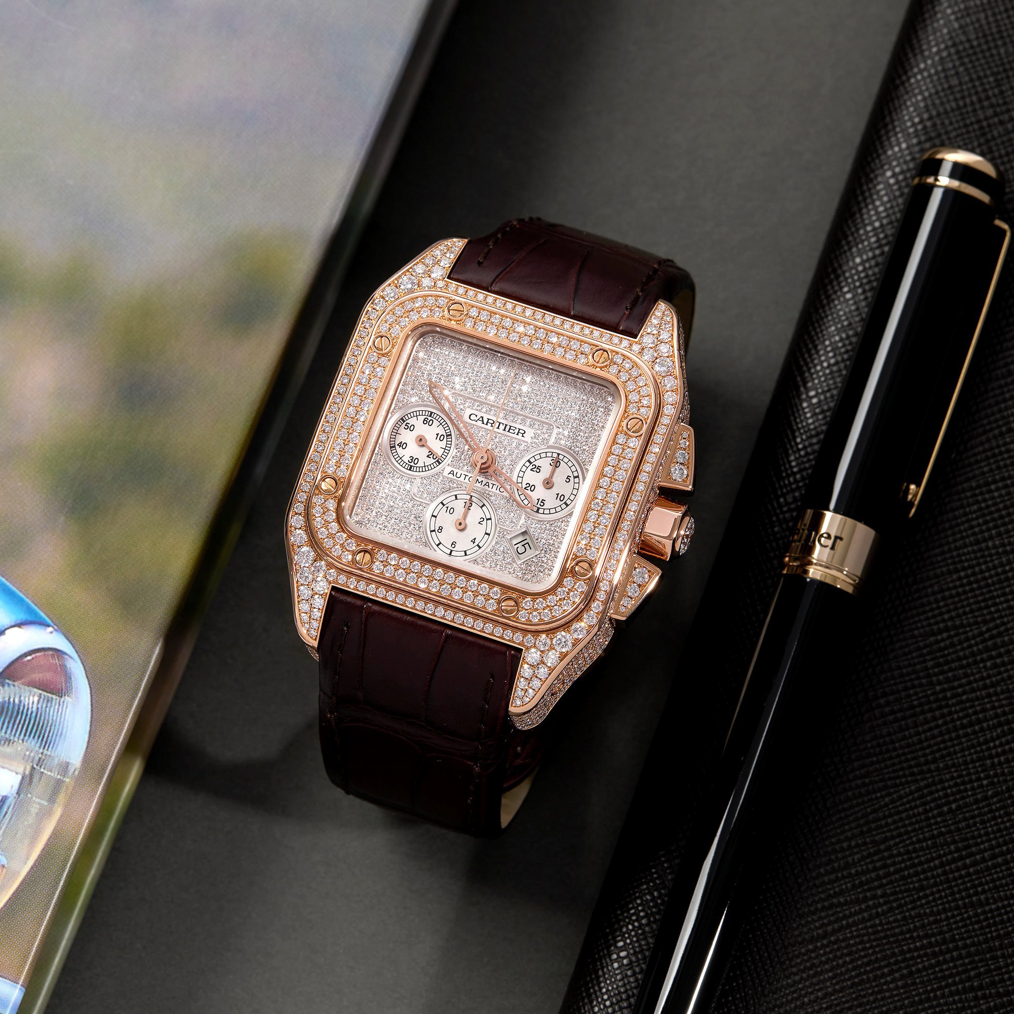 Cartier Santos 100 18K Rose Gold - 2935 Rose Goud WM505013 or 2935