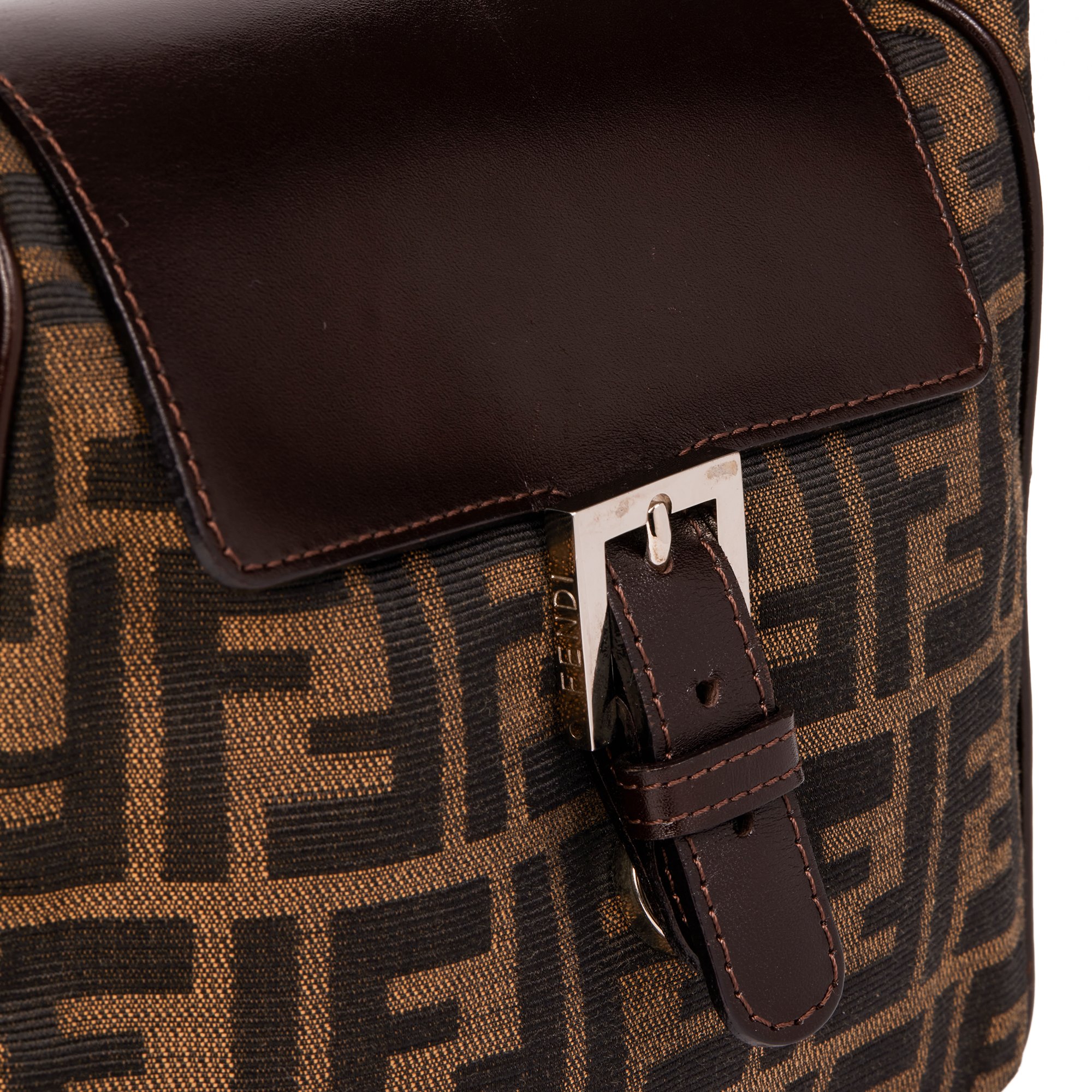 Fendi Brown Zucca Canvas & Calfskin Leather Vintage Tote