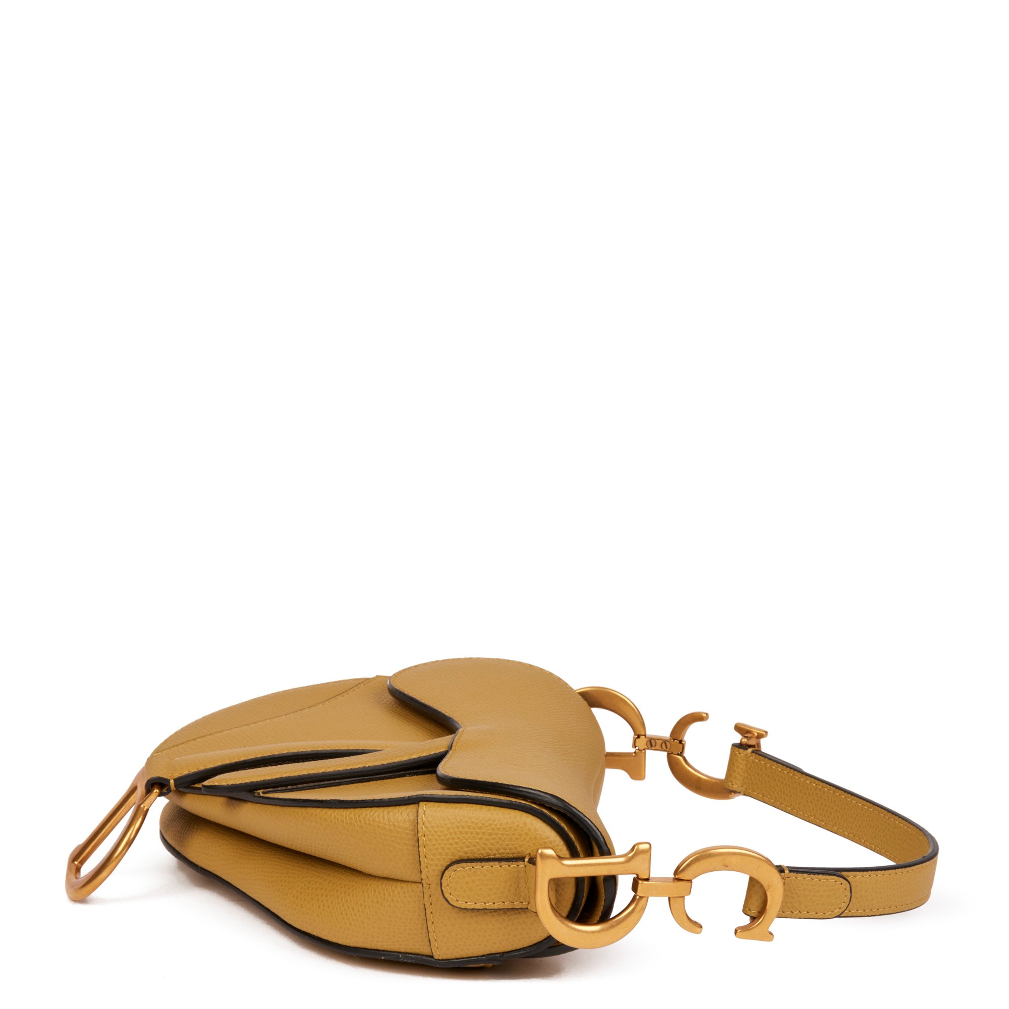 Christian Dior Chartreuse Grained Calfskin Leather Mini Saddle Bag