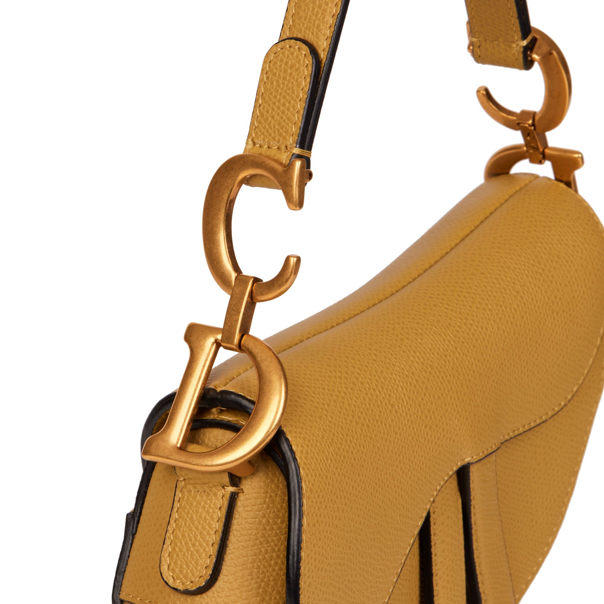 Christian Dior Chartreuse Grained Calfskin Leather Mini Saddle Bag
