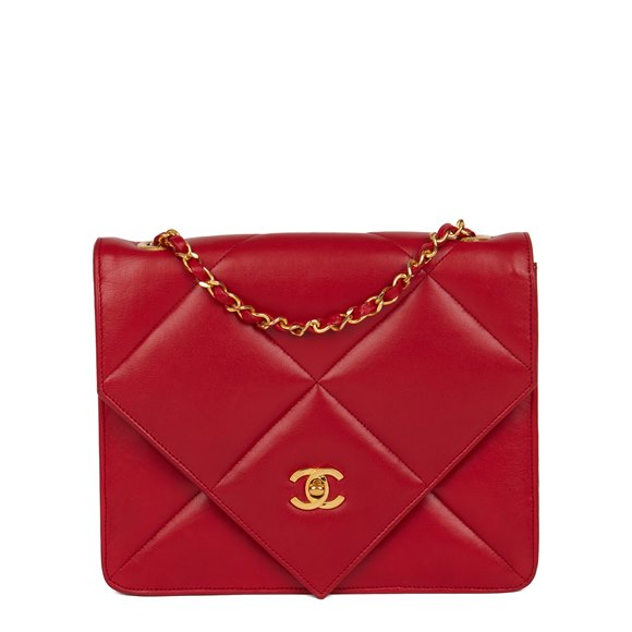 Chanel Red Quilted Lambskin Vintage Classic Single Flap Bag