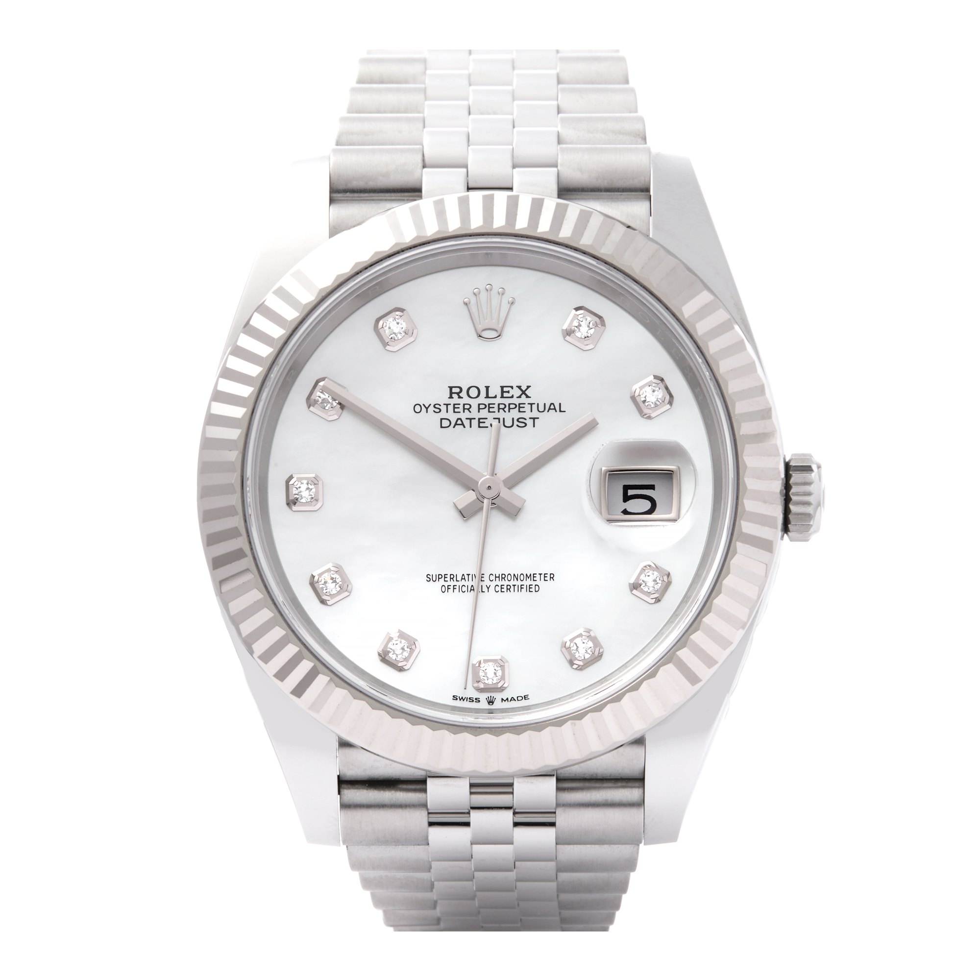 Rolex Datejust 41 Mother of Pearl Diamond Dot 18K White Gold & Stainless Steel 126334