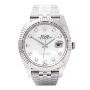 Rolex Datejust 41 Mother of Pearl Diamond Dot 18K White Gold & Stainless Steel - 126334
