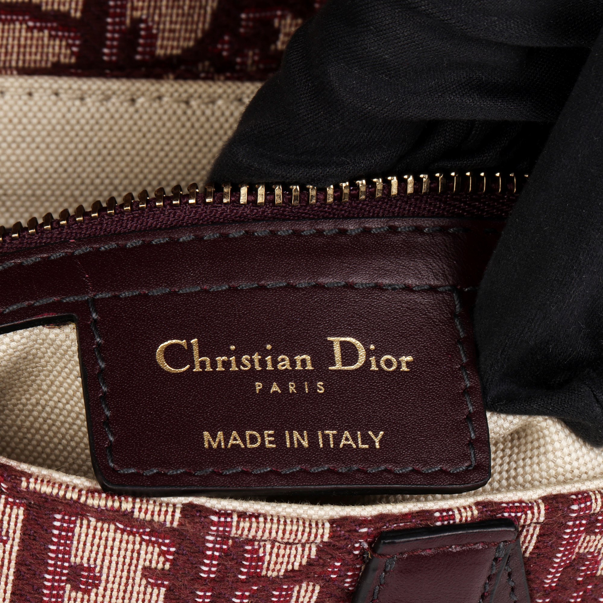 Christian Dior Bordeaux Oblique Monogram Canvas & Calfskin Leather Saddle Bag
