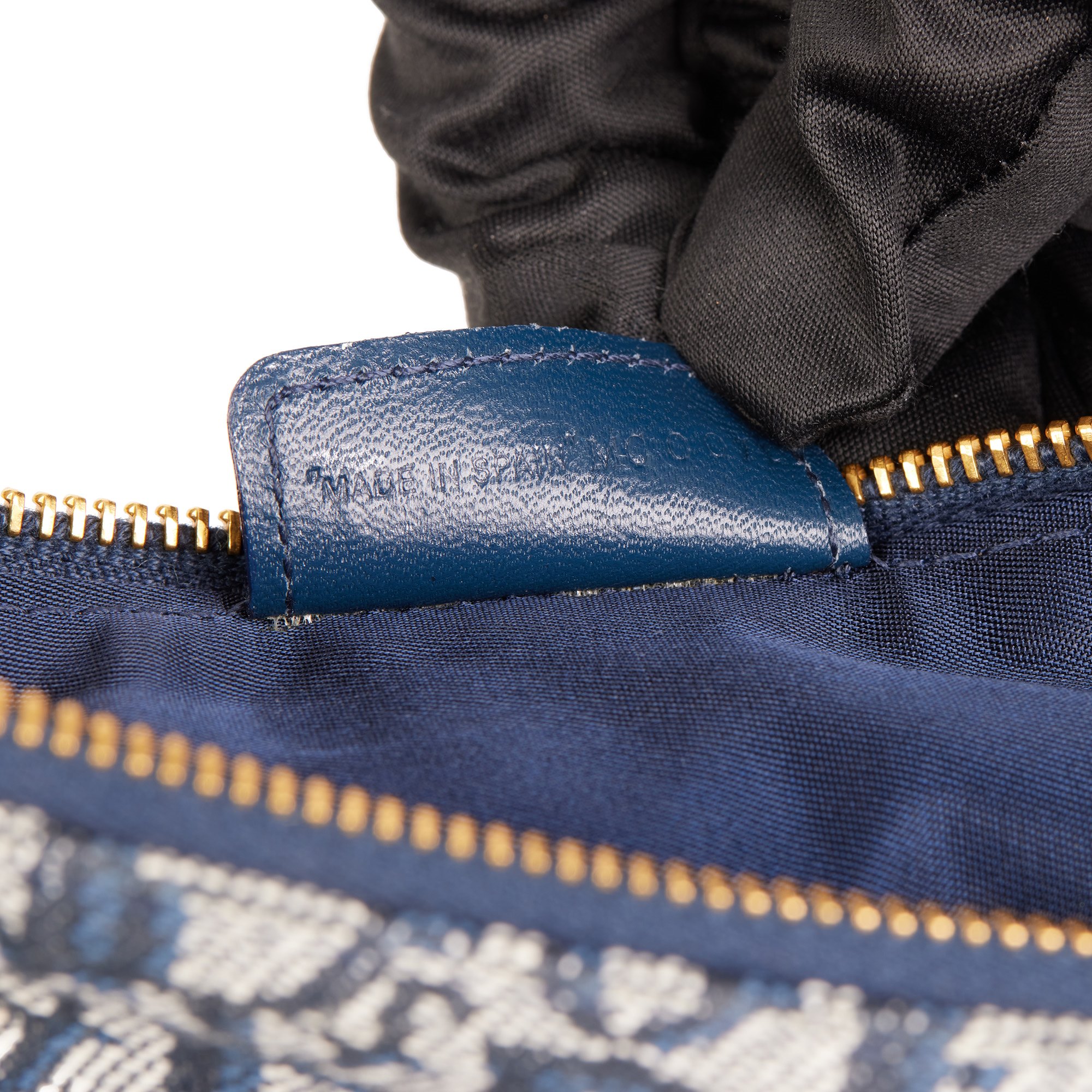 Christian Dior Blue Monogram Canvas & Calfskin Leather Vintage Mini Saddle Bag