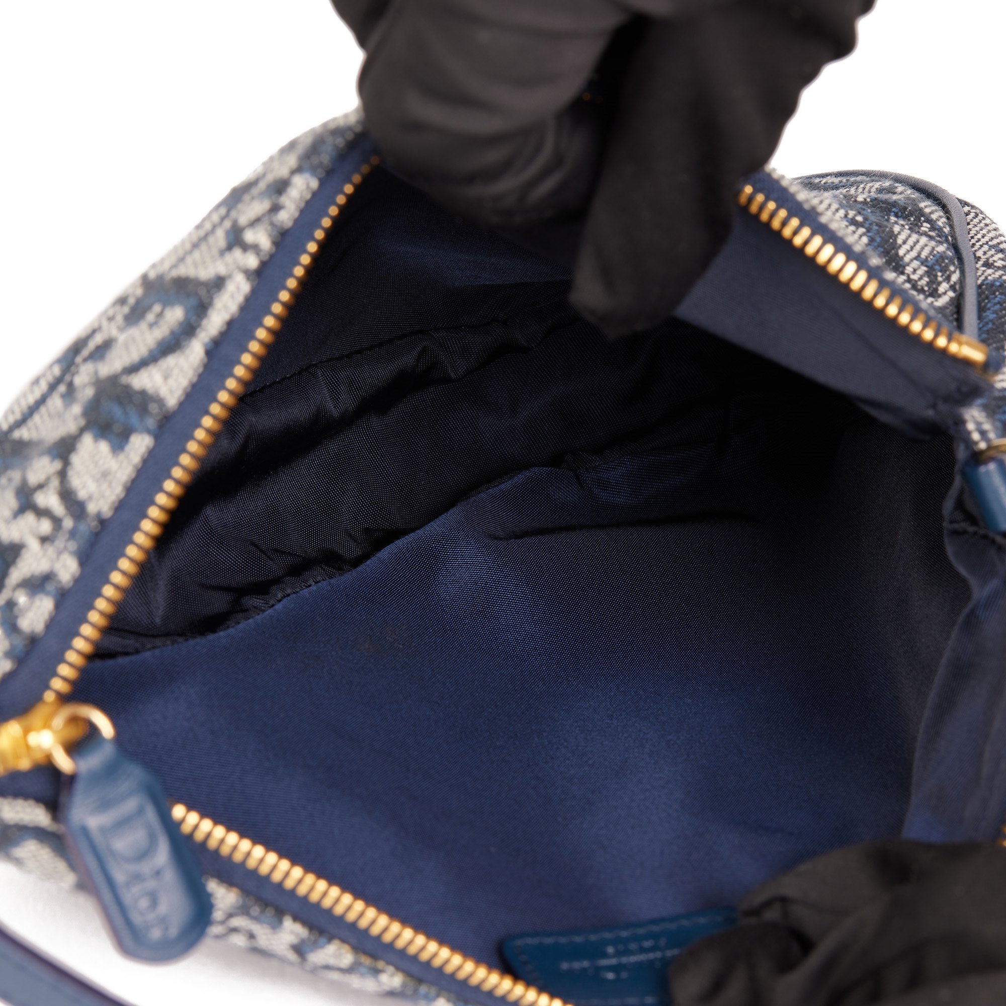 Christian Dior Blue Monogram Canvas & Calfskin Leather Vintage Mini Saddle Bag