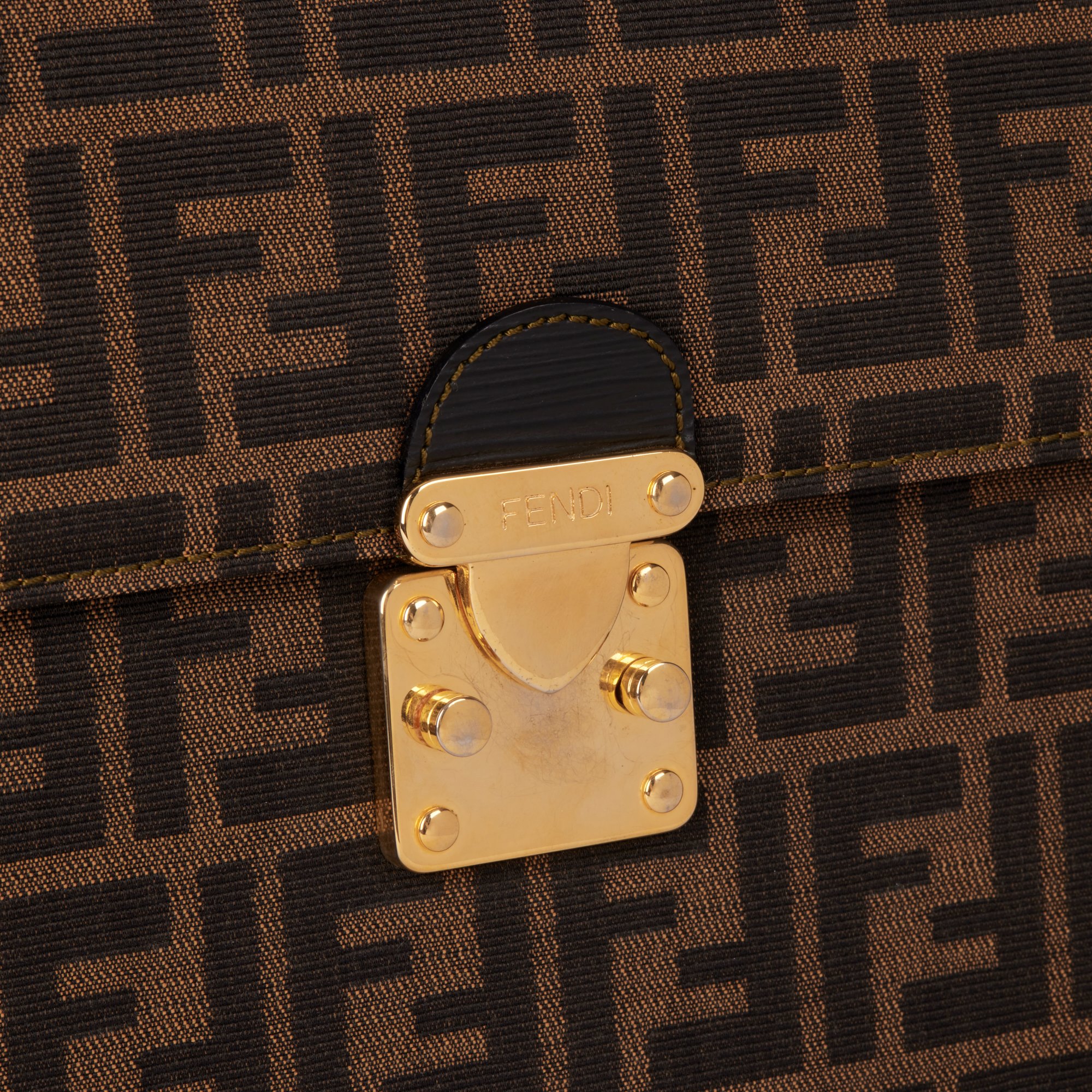 Fendi Brown Zucca Canvas & Calfskin Leather Vintage Top Handle Shoulder Bag