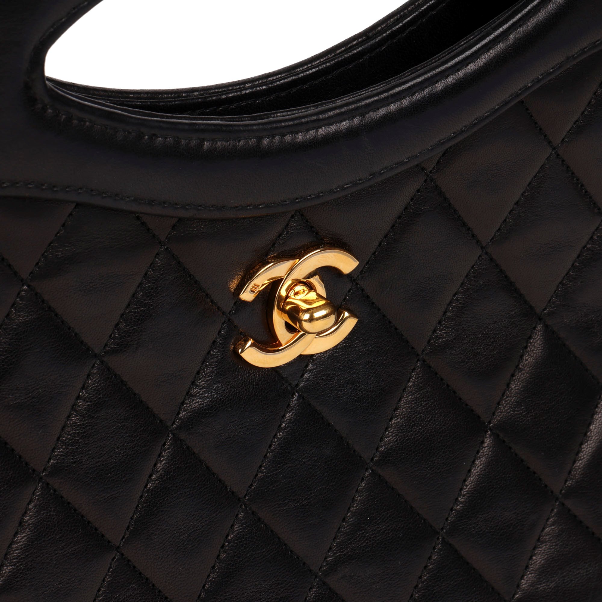 Chanel Black Quilted & Smooth Lambskin Vintage Classic Shoulder Tote