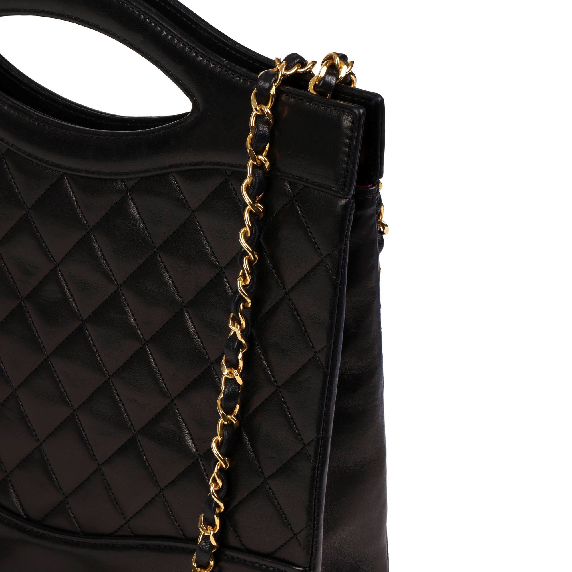Chanel Black Quilted & Smooth Lambskin Vintage Classic Shoulder Tote